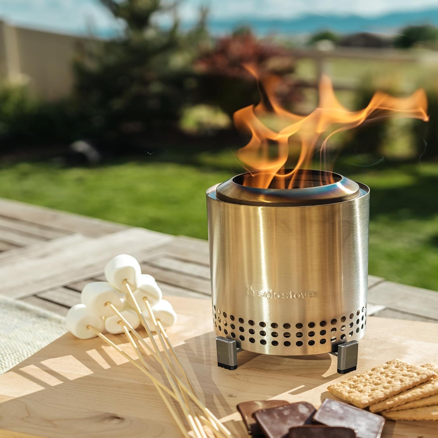 Mesa, 5.1 Inch Tabletop Fire Pit with Stand - Smokeless, Stainless Steel Fire Pit for Camping, Outdoor & Patio- Wood Burning or Pellet Fueled Portable Bonfire, 1.4Lbs, Stainless Steel