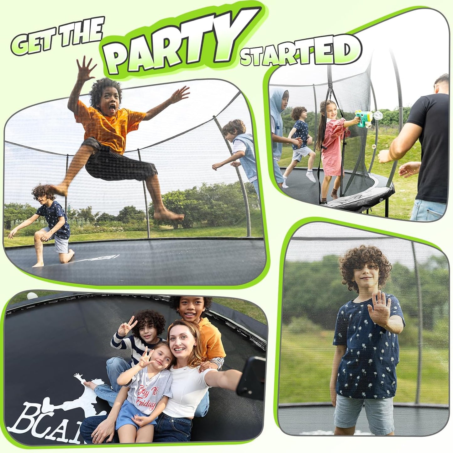 8FT 10FT 12FT 14FT 15FT 16FT Recreational Trampoline with Enclosure for Kids Adults, ASTM Approved, Outdoor Trampolines with Ladder for Kids