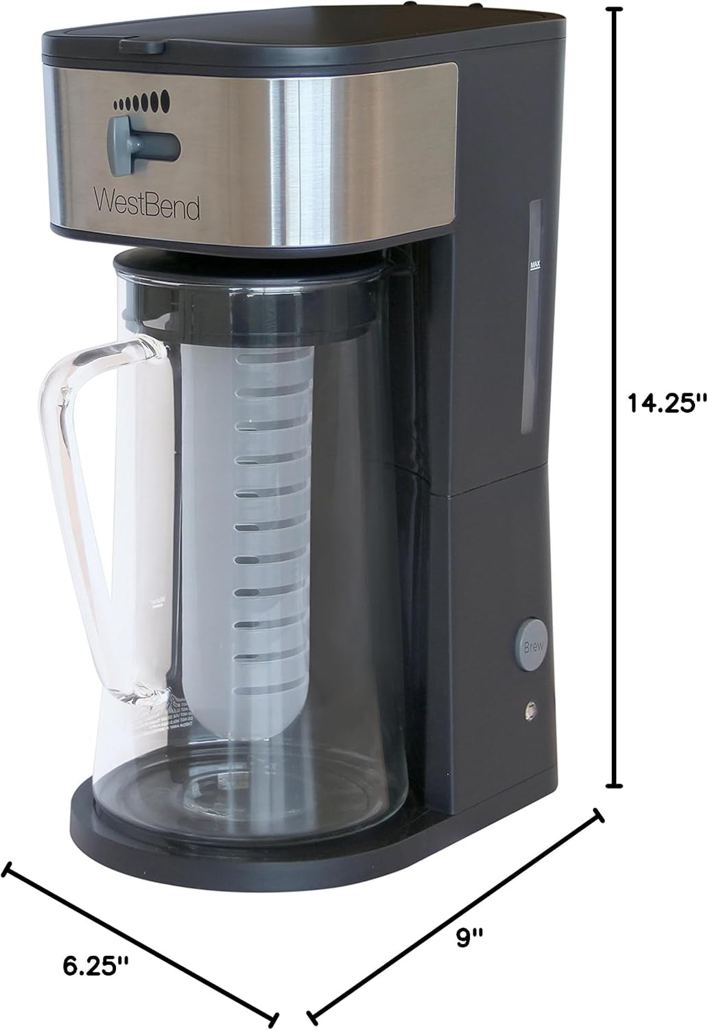 IT500 Iced Tea Maker or Iced Coffee Maker Includes an Infusion Tube to Customize the Flavor, Features Auto Shut-Off, 2.75-Quart, Black