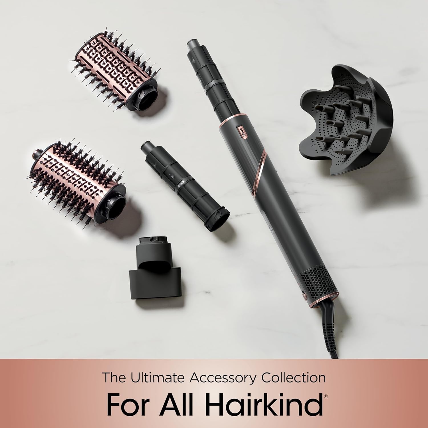 Hair Dryer | Flexstyle Hair Styling System | Portable & Powerful Blow Dryer Brush | Hair Curler & Volumizer | 6 Styling Tools Included | Best for All Hair Types | Black | HD440BK