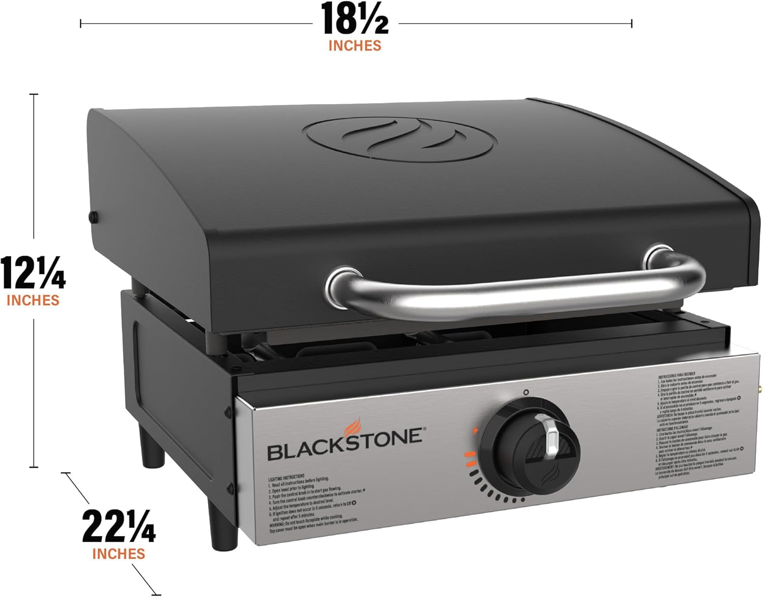 1814 Stainless Steel Propane Gas Portable, Flat Top Griddle Frill Station for Kitchen, Camping, Outdoor, Tailgating, Tabletop, Countertop – Heavy Duty & 12, 000 Btus, 17 Inch, Black