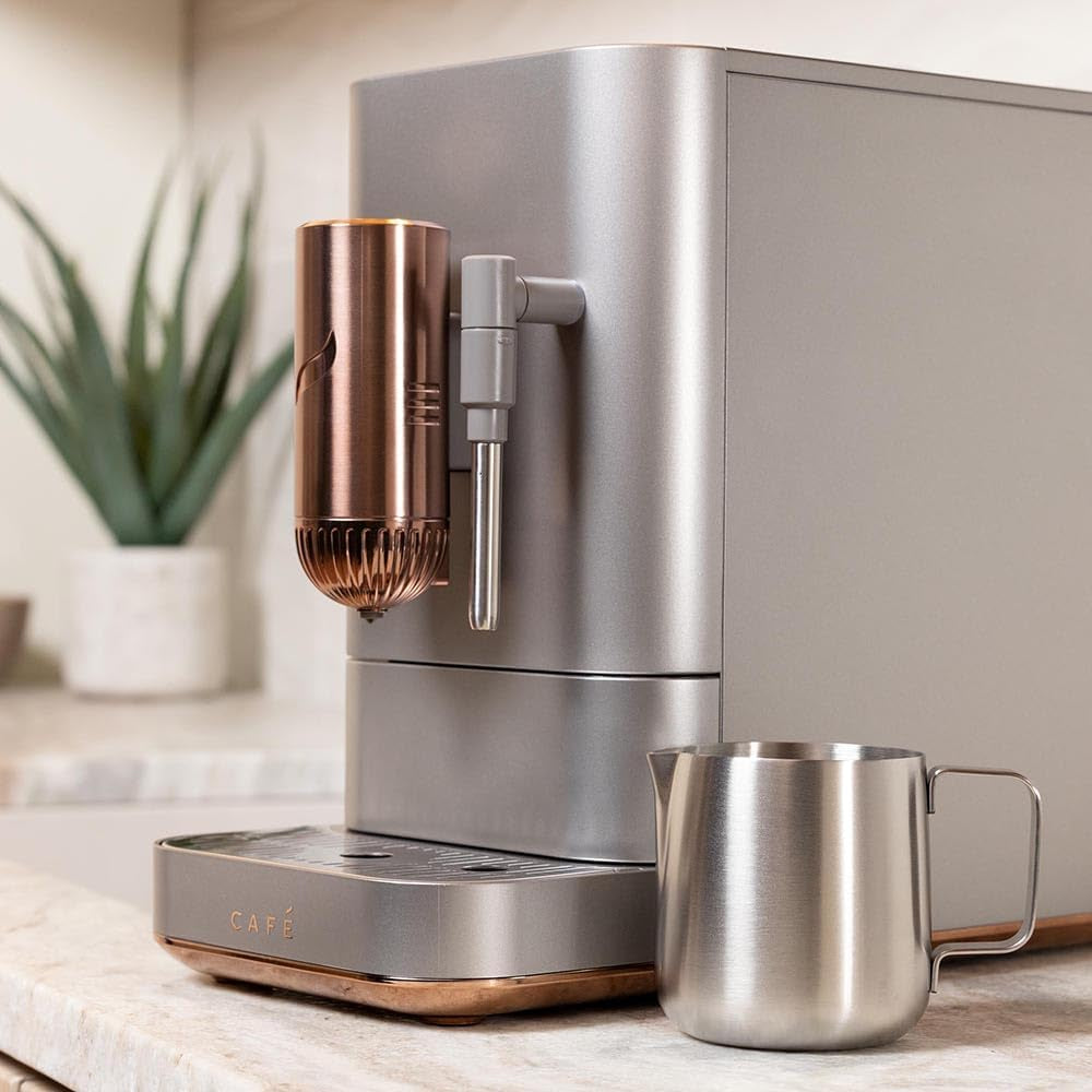 Affetto Automatic Espresso Machine + Milk Frother | Built-In & Adjustable Espresso Bean Grinder | One-Touch Brew in 90 Seconds | Steel Silver, 1.2 Liter, (C7CEBBS2RS3)