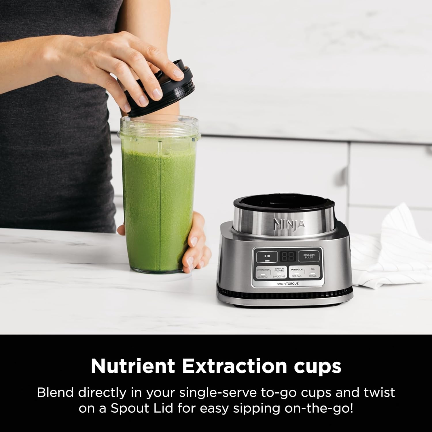Blenders for Kitchen | Smoothie Blender, Mixer, Grinder - Premium Blending Performance for Sauces, Frozen Drinks, and More | 1200 Peak Watt Motor | SS101 Foodi Personal Smoothie Maker