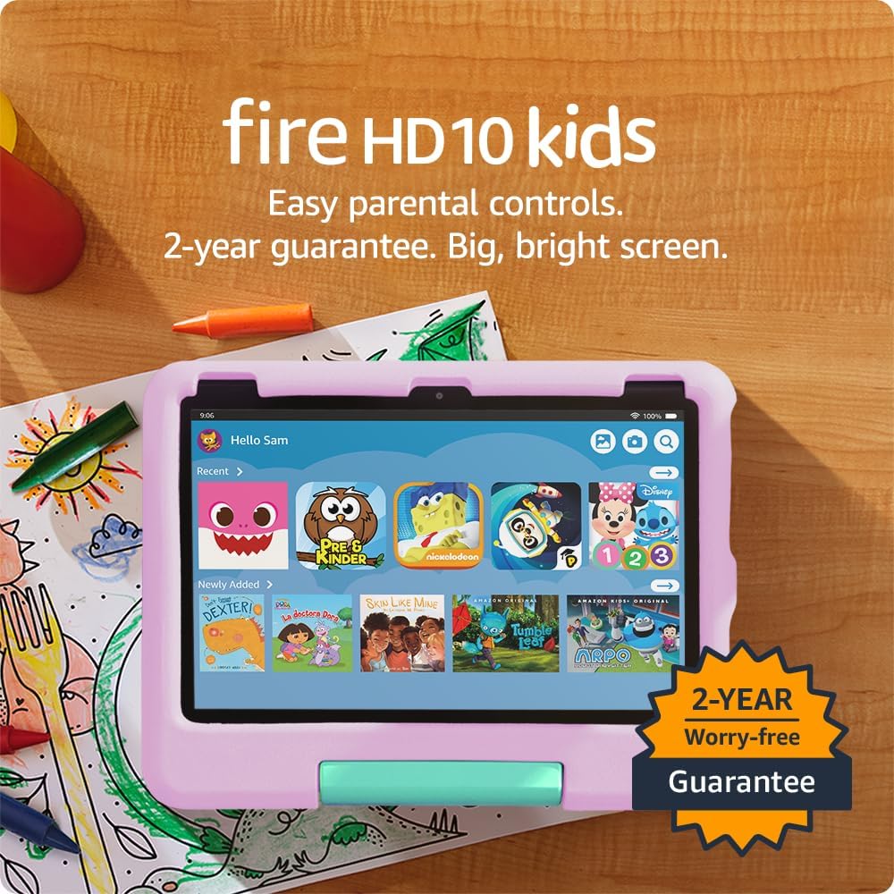 Fire HD 10 Kids Tablet (Newest Model) Ages 3-7 | Bright 10.1" HD Screen with Included Ad-Free and Exclusive Content, Robust Parental Controls, 13-Hr Battery, 32 GB, Blue