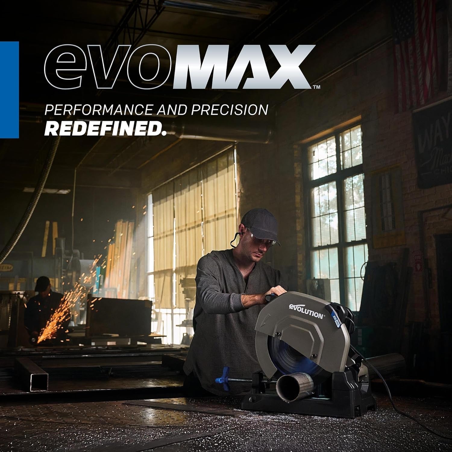 S15CPS 15" Heavy-Duty Metal Cutting Chop Saw | 3,500+ Cuts with EVOMAX14ST Blade | 15" Blade Compatible | Industrial Power Saw, Soft Start Motor, E-Brake, Precision Shadow Line Guide