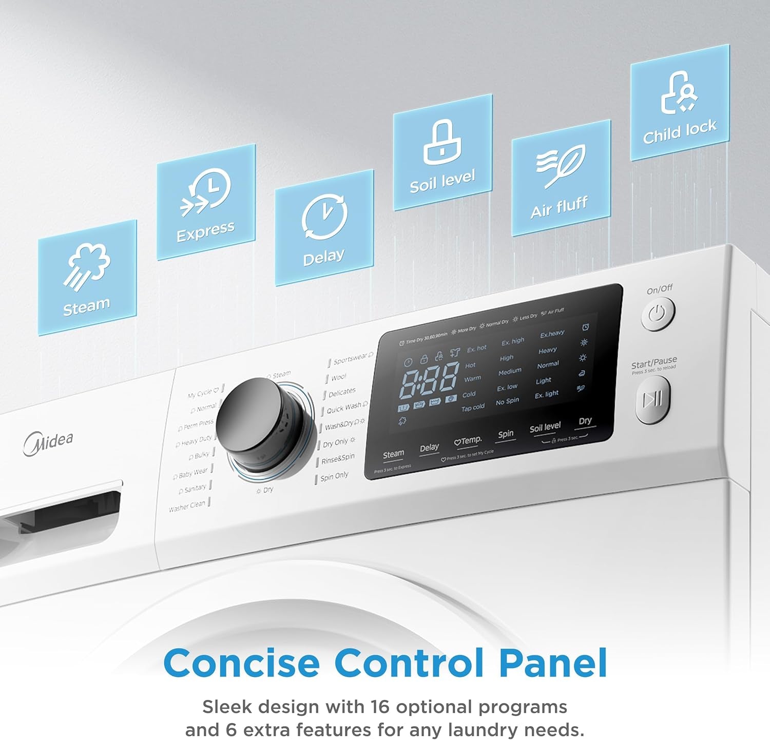 24 Inch Washer and Dryer Combo, All in One Washer and Dryer 2.7 Cu.Ft 26Lbs, Ventless Washing Machine, Steam Care, Overnight Dry, 1400 RPM, 16 Cycles Front Load Washer, Full-Automatic, White
