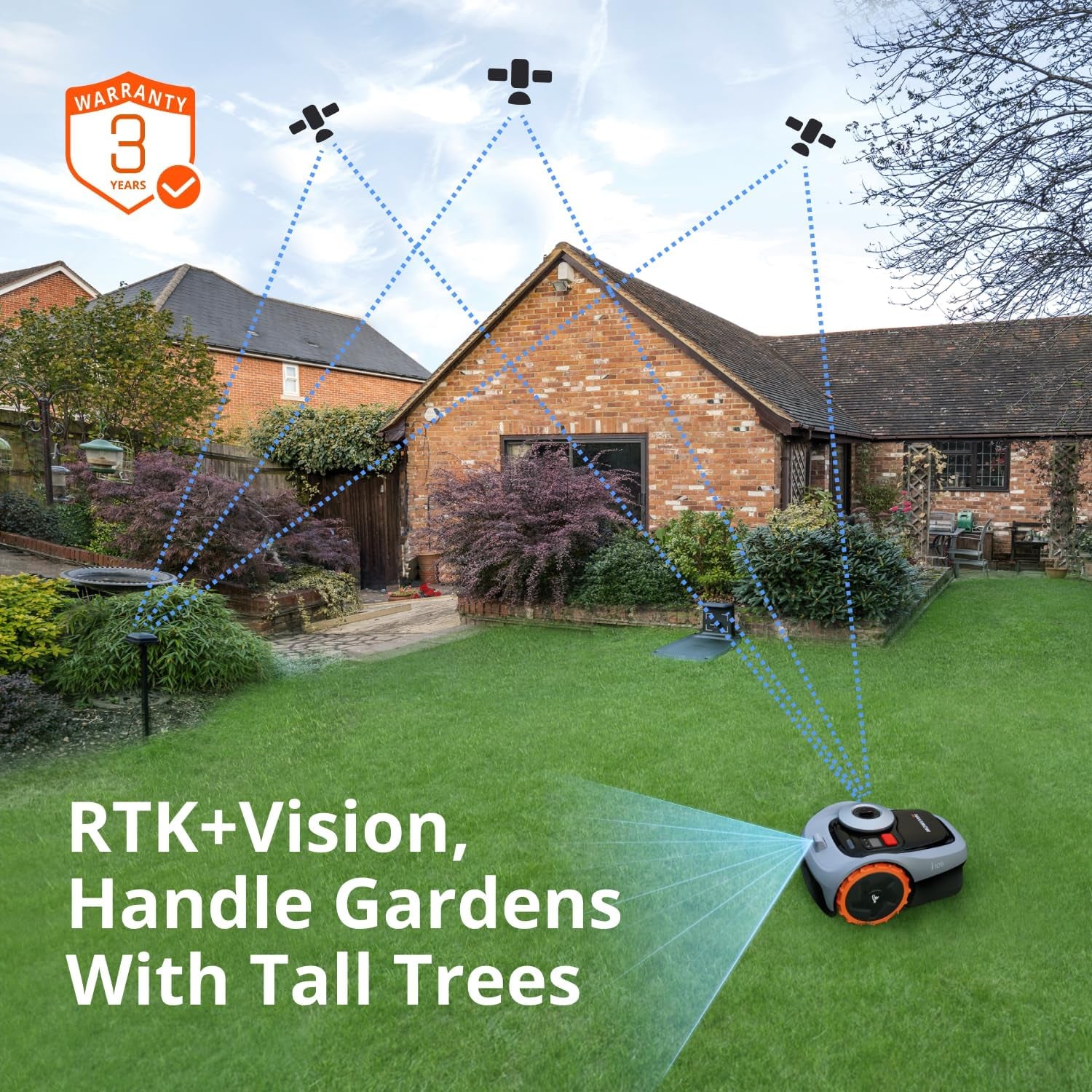 Segway I105N Robot Lawn Mower Perimeter Wire Free 1/8 Acre Rtk+Vision Robotic Lawnmower, Ai-Assisted Mapping, Virtual Boundary, APP Control, 58Db(A) Quiet, Multi-Zone Management