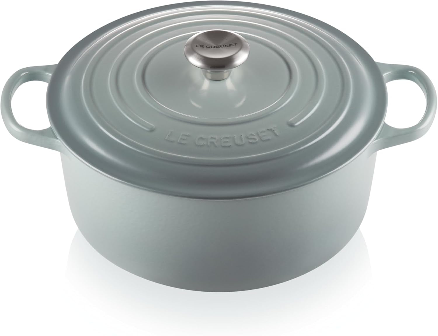 Enameled Cast Iron Signature round Dutch Oven with Lid, 7.25 Quart, Sea Salt