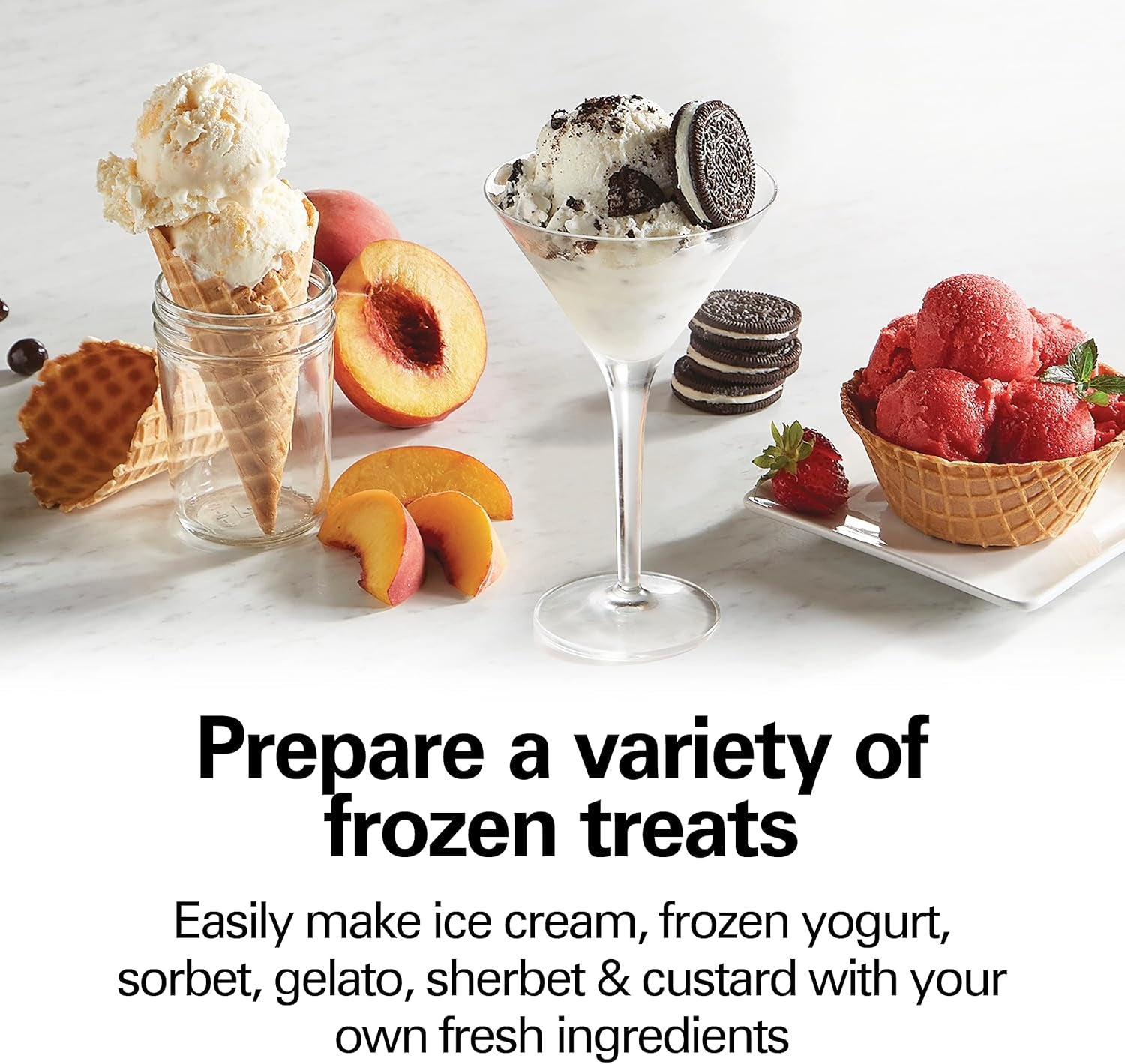 Electric Automatic Ice Cream Maker & Frozen Yogurt Machine, Makes Custard, Sorbet, Gelato and Sherbet, 4 Quart, White (68330N)