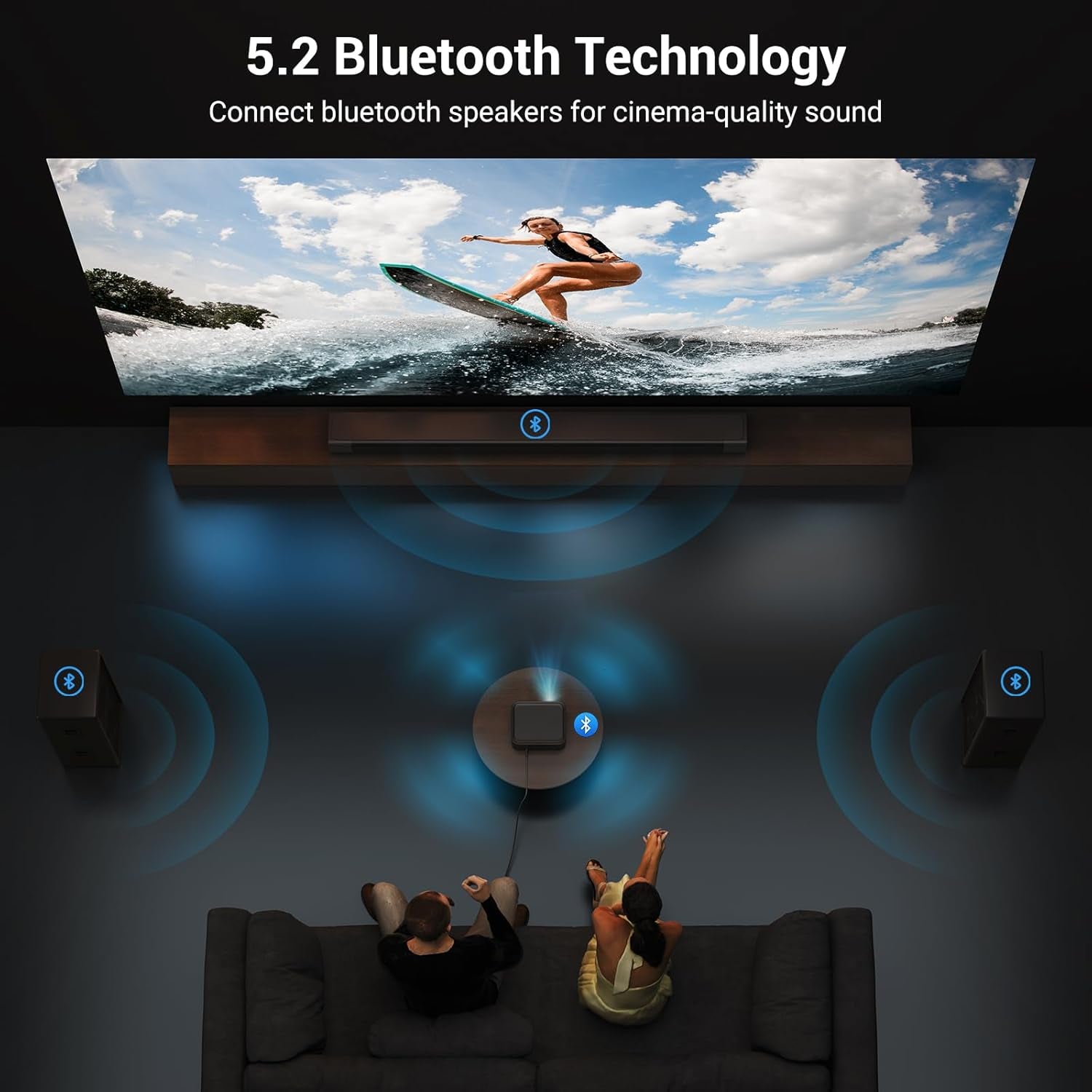 Official Licensed Netflix Smart Projector, Projector 4K with Wifi and Bluetooth, Doiby Audio, Built-In Apps, Native 1080P 1000ANSI, Electric Focus, Portable Projector for Home Cinema, Bedroom
