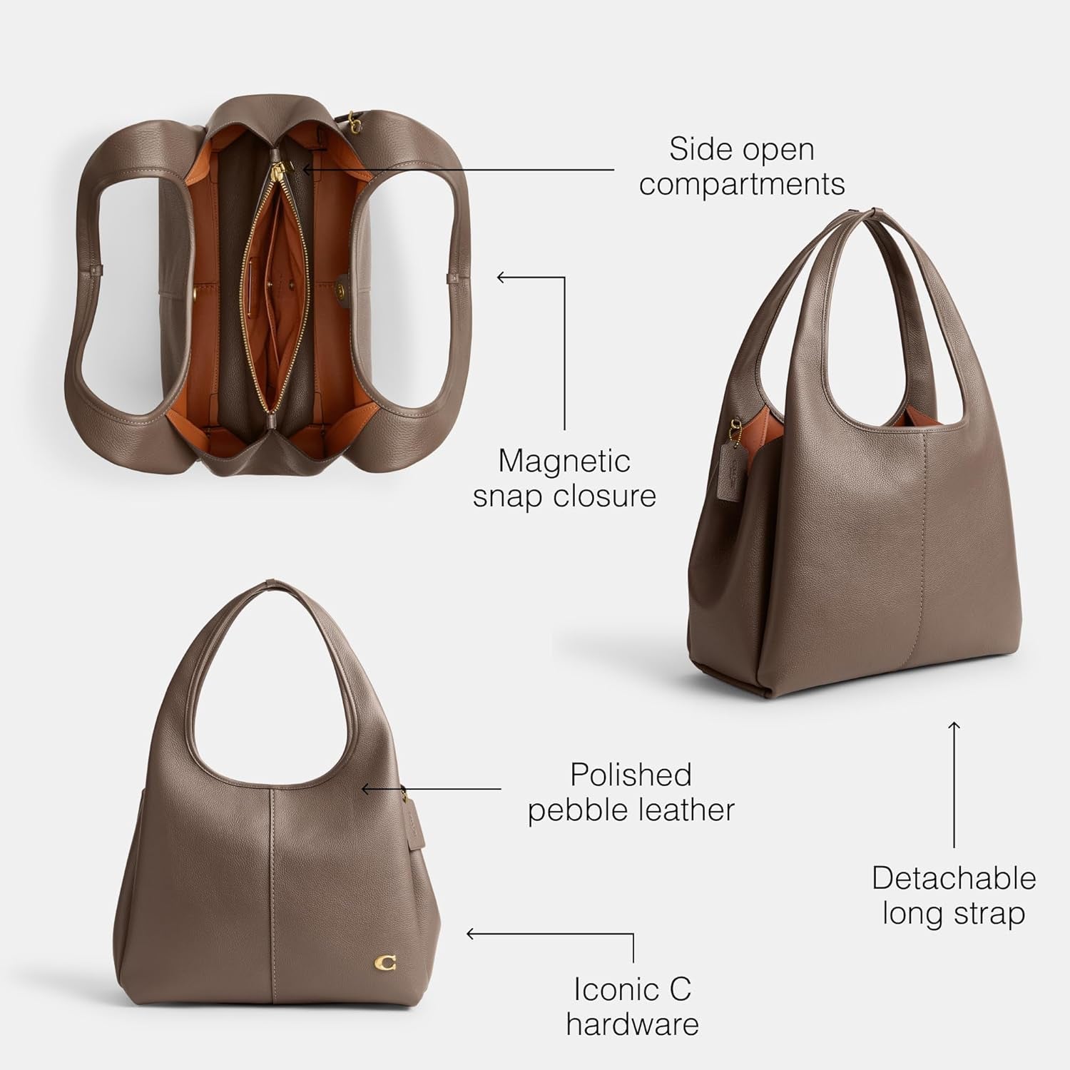 Women'S Polished Pebble Leather Lana Shoulder Bag