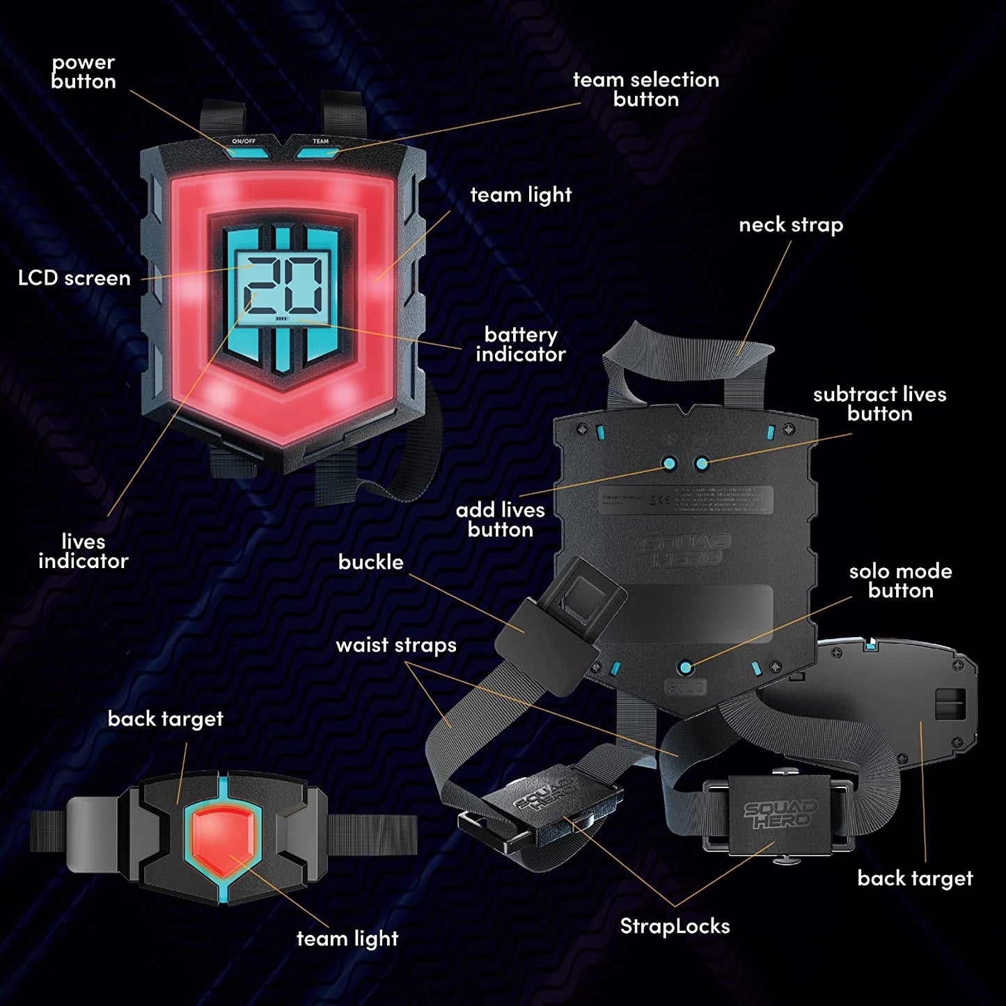 Rechargeable Laser Tag 360° Sensors + Lcds - Set of 4 - Easter Gift Ideas for Kids Teens and Adults Boys & Girls Family Fun - Cool Teenage Lazer Group Activity, Teen Gifts Ages 8+ Year Old