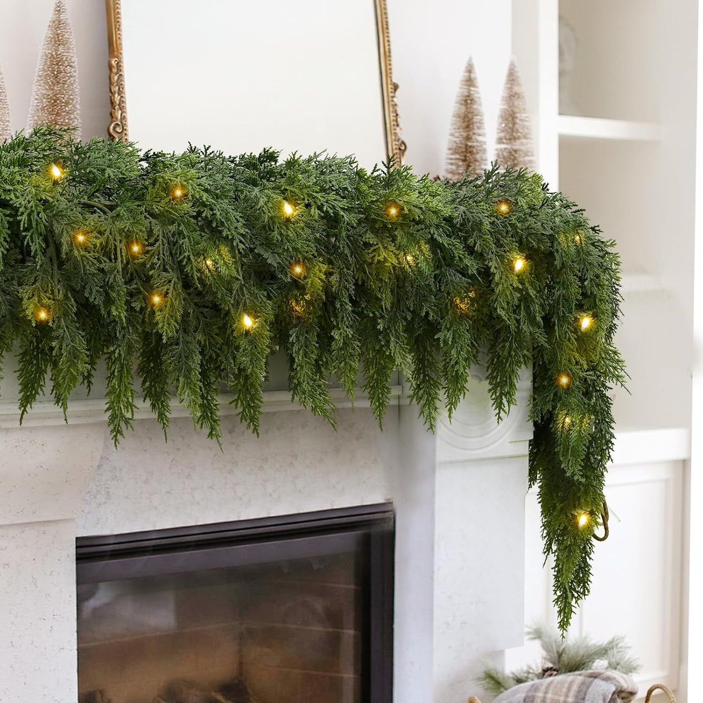 2 PC 9 FT Pre-Lit Christmas Cedar Garland