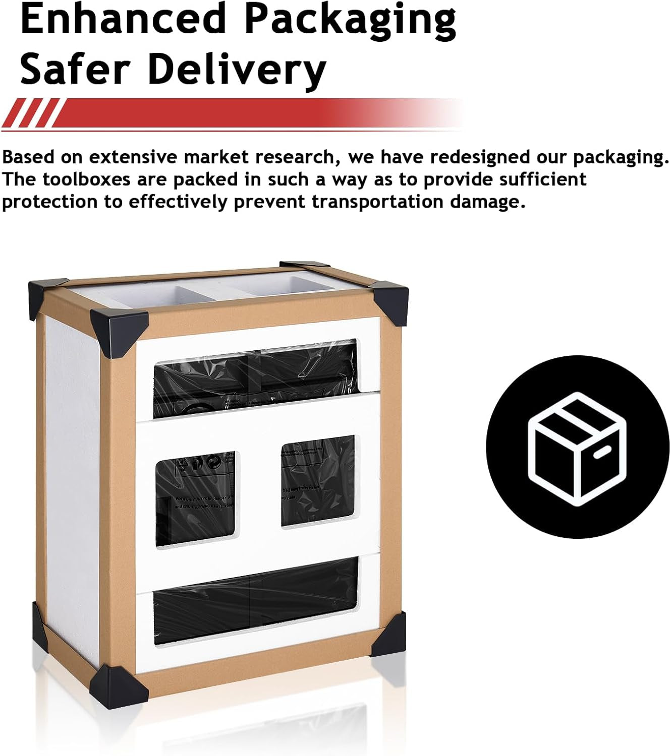 Tool Chest,5-Drawer Rolling Tool Storage Cabinet with Enhanced Packaging, Detachable Top Tool Box, Metal Tool Cart for Garage Workshop,Black, ATC001BK