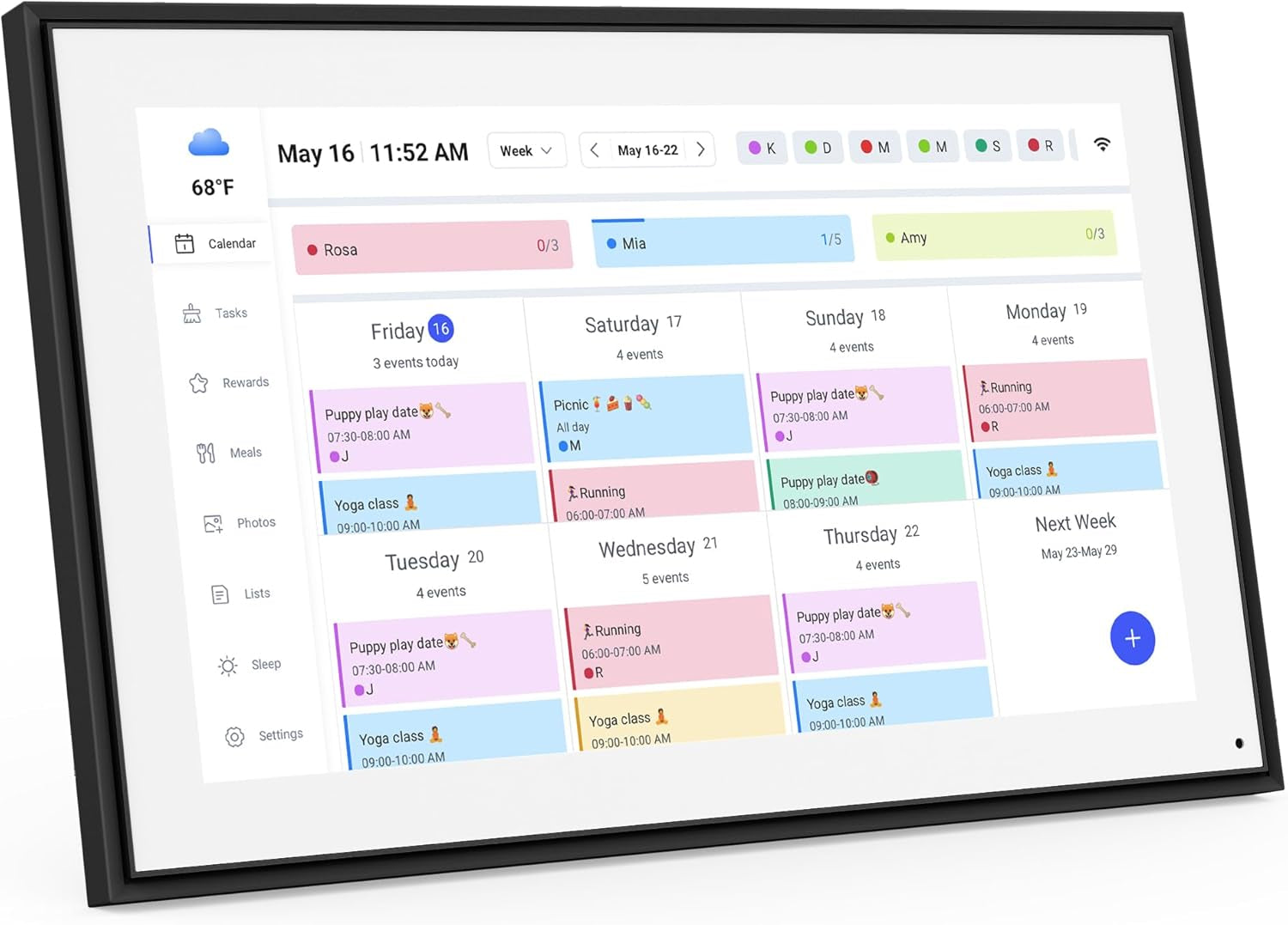 Digital Calendar, 15.6Inch Smart Wifi Digital Calendar&Chore Chart, 1920 * 1080 IPS Touch Screen HD Display for Family Schedules, Wall-Mounted, Share Moments Instantly from Anywhere