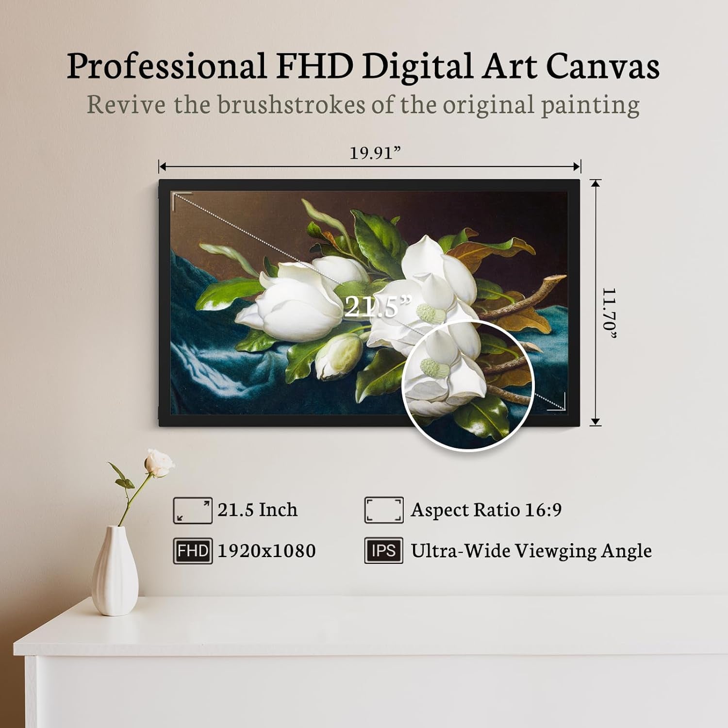Large Digital Picture Frame 21.5 Inch, Touchscreen 1920X1080 FHD Wifi Digital Photo Frame Electronic 32GB Remote Control, Share Pictures/Videos via App/Usb/Sd Easy Setup Gifts for Mom, Black