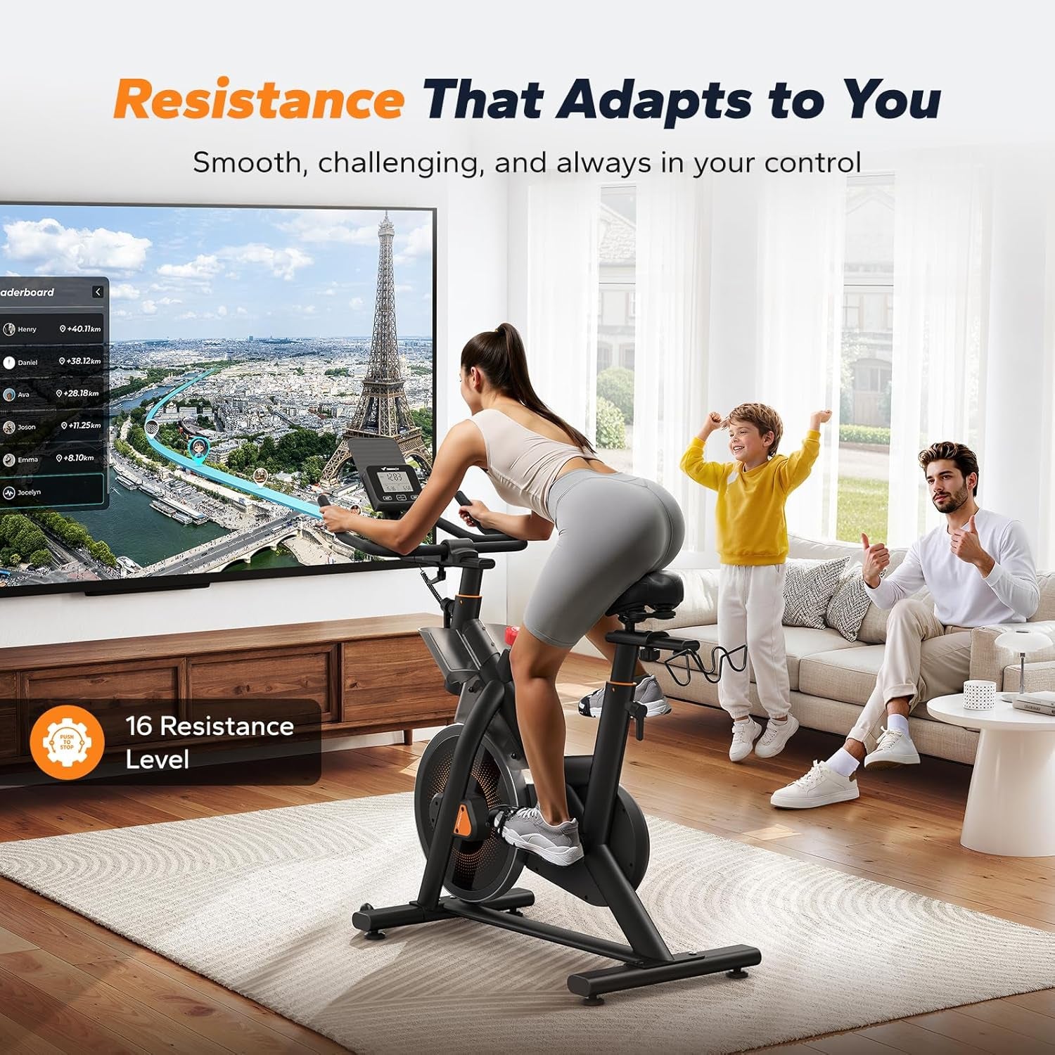 Magnetic Exercise Bike, Indoor Cycling Bike with Self-Developed App, 350 Lbs Weight Capacity & 40 Lbs Flywheel, Stationary Bike for Home Gym Fitness