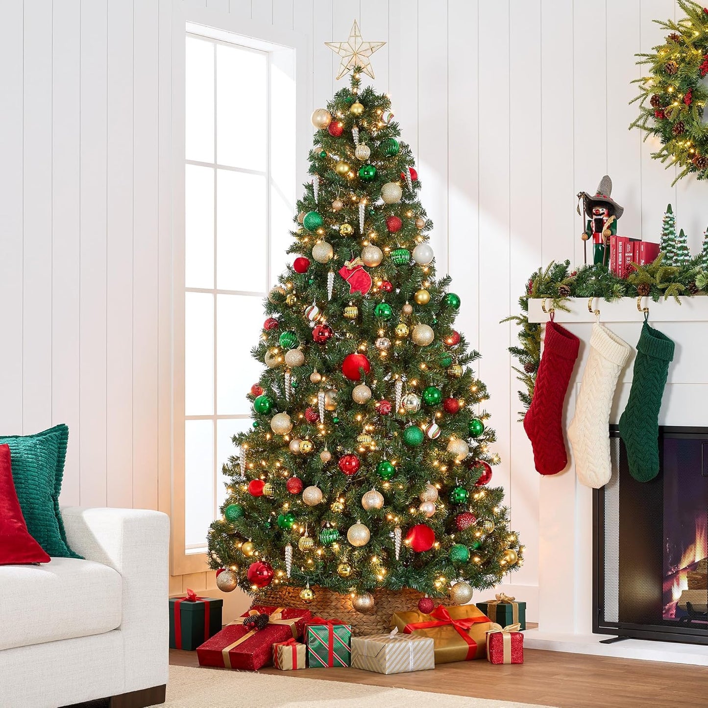 Pre-Lit 7.5 Foot Artificial Spruce Tree