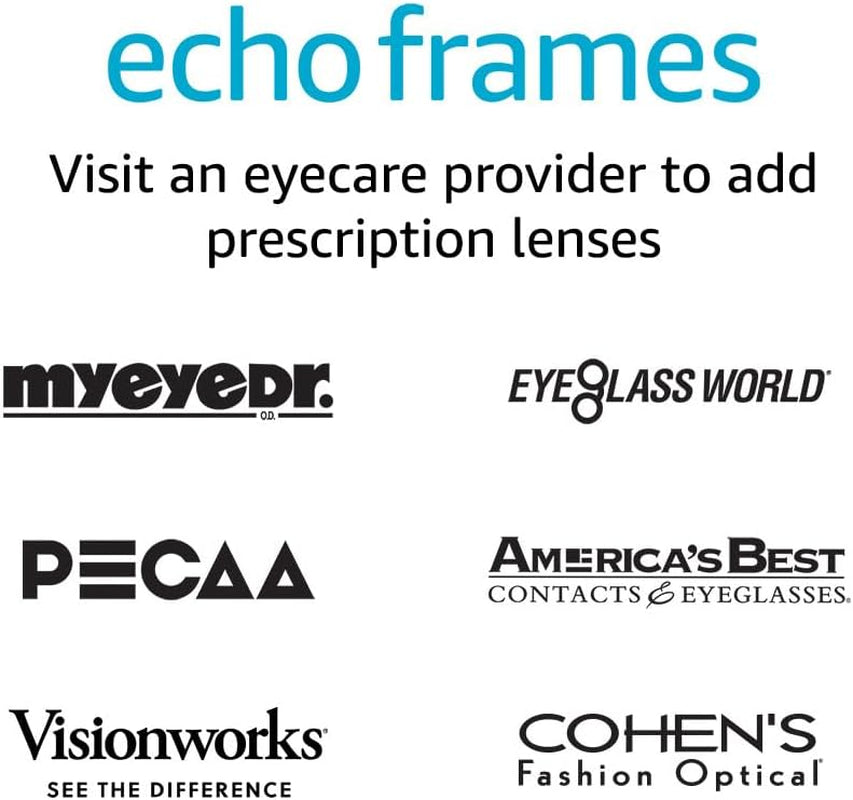 Echo Frames (Newest Model) + Echo Spot (Newest Model), Smart Glasses with Alexa, Modern Rectangle Frames in Charcoal Gray with Prescription Ready Lenses