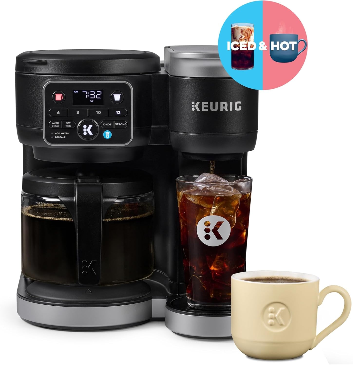 K-Duo Hot & Iced Single Serve & Carafe Coffee Maker, Multistream Technology, 72Oz Reservoir (Gen 2)