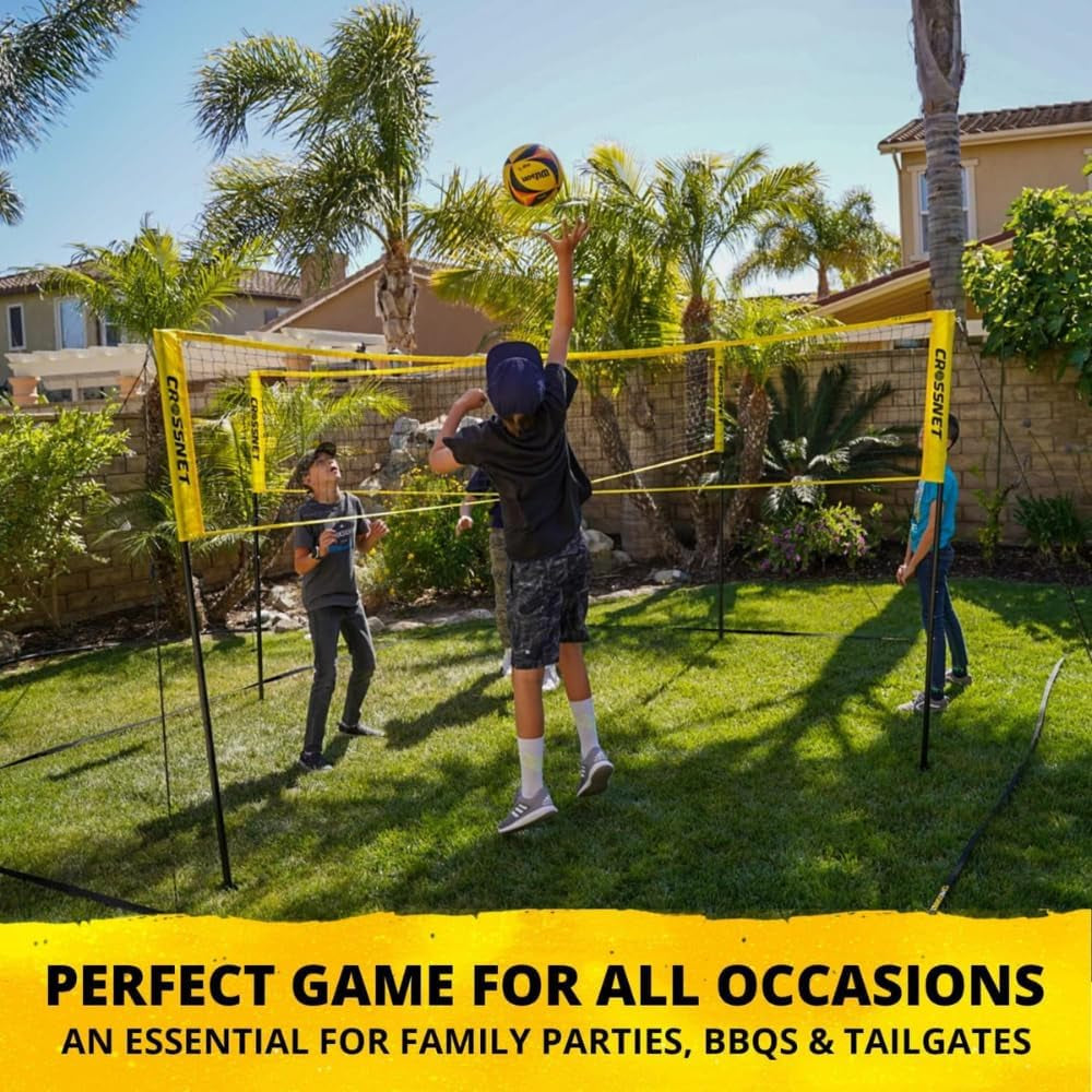 Quick Assemble 4 Square Volleyball Game Set for Adults and Kids with Volleyball Net, Backpack and Ball for Outdoor Games