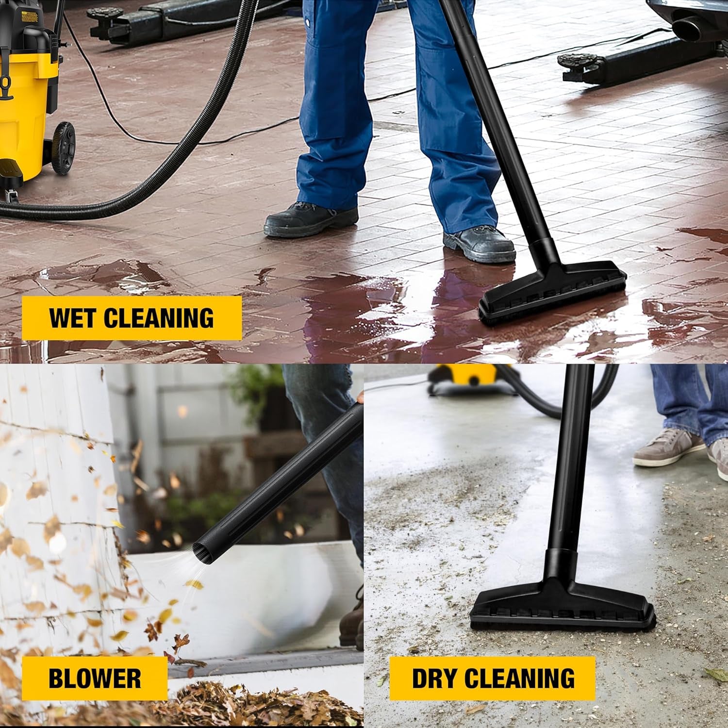 DXV14P Shop Vacuum Wet/Dry 14 Gallon, 6 HP Wet/Dry Vac with 110 CFM Powerful Scution, Yellow