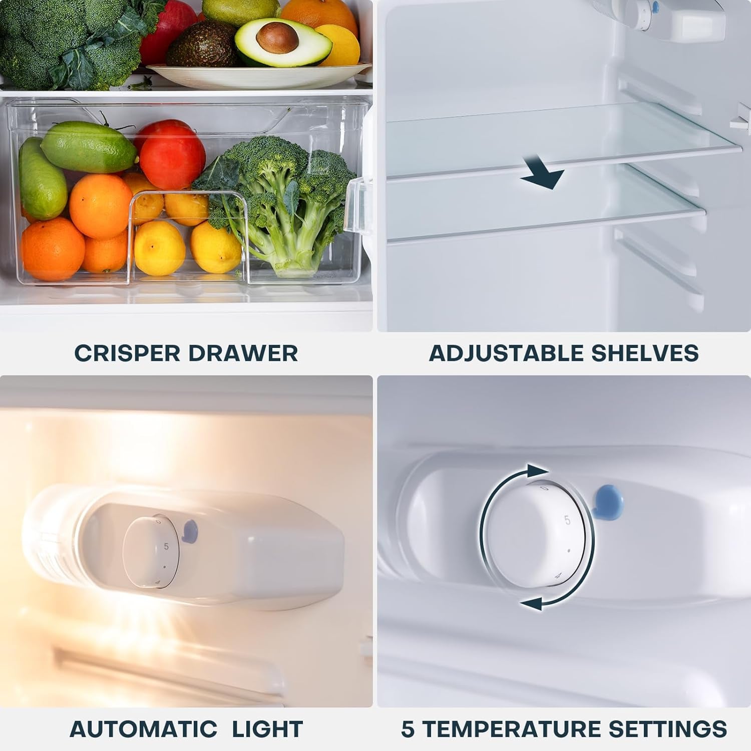 4.0 Cu.Ft. Mini Fridge with Freezer, Dorm Essentials, Double Door Small Refrigerator for Office, Dorm, Bedroom, Adjustable Thermostat, Large Capacity, Black-Br401
