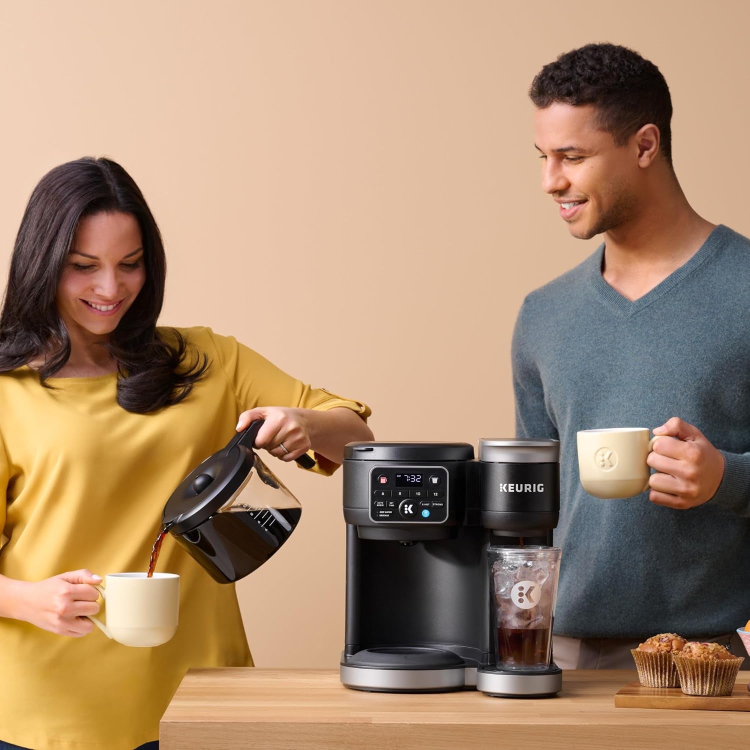 K-Duo Hot & Iced Single Serve & Carafe Coffee Maker, Multistream Technology, 72Oz Reservoir (Gen 2)