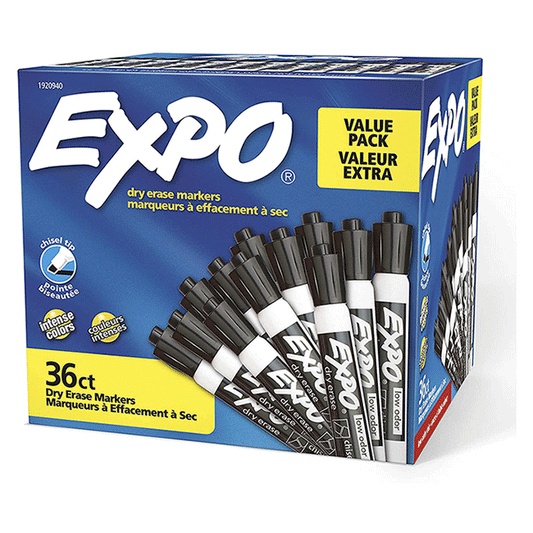 EXPO Low Odor Dry Erase Marker - Chisel Tip  -  36ct