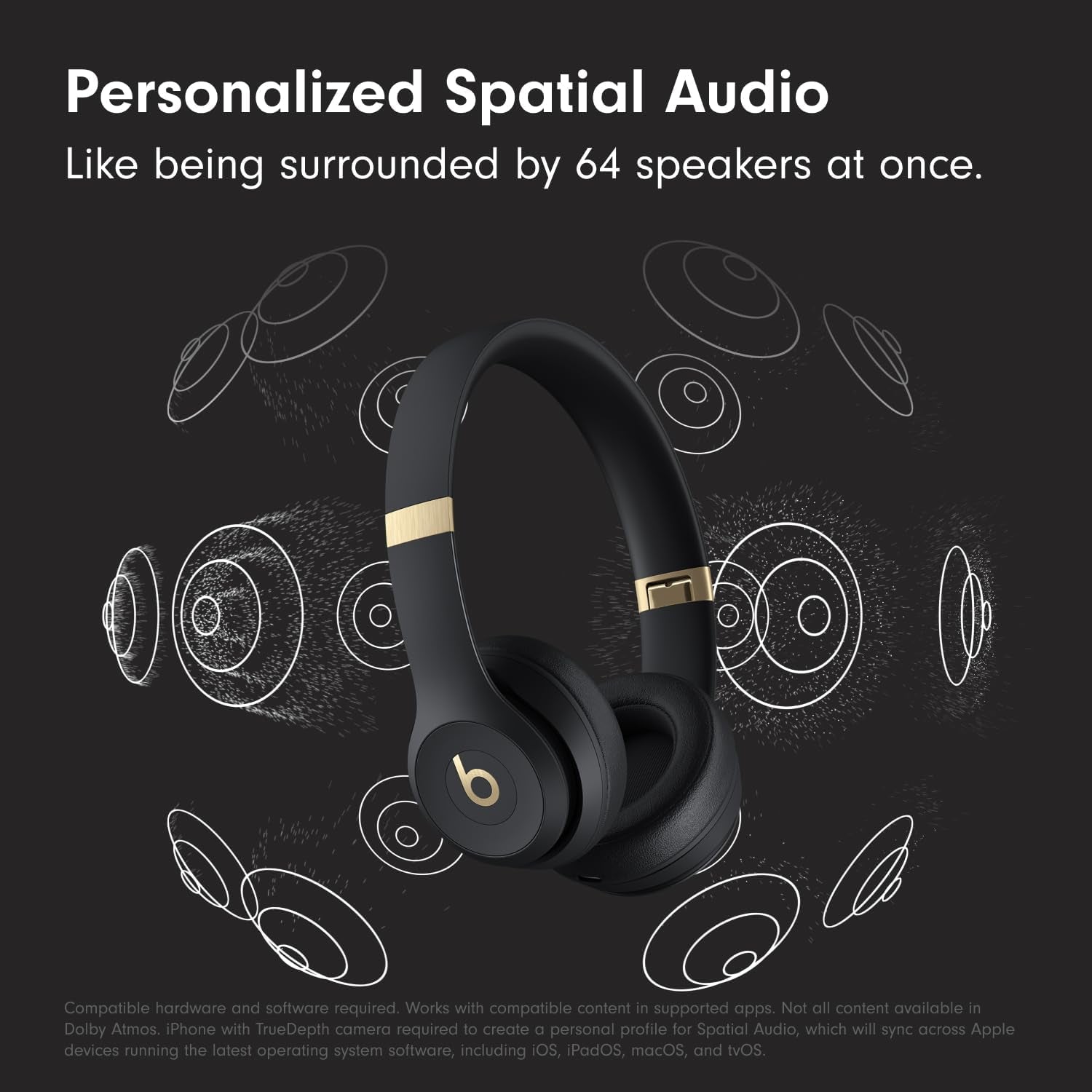 Solo 4 - Wireless Bluetooth On-Ear Headphones, Apple & Android Compatible, up to 50 Hours of Battery Life - Black & Gold
