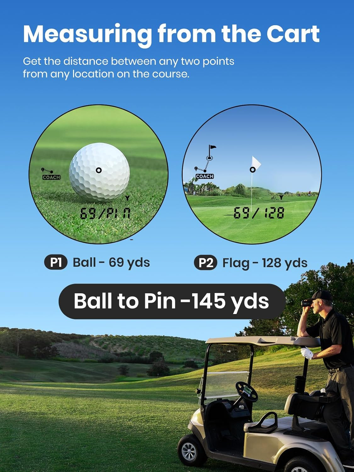 Golf Rangefinder with Slope - 1300 Yards Laser Range Finder with Coach Mode, Golf Scope Distance Finder 7X Magnification 0.1S Flag Pole Locking Vibration Magnetic USB-C Rechargeable