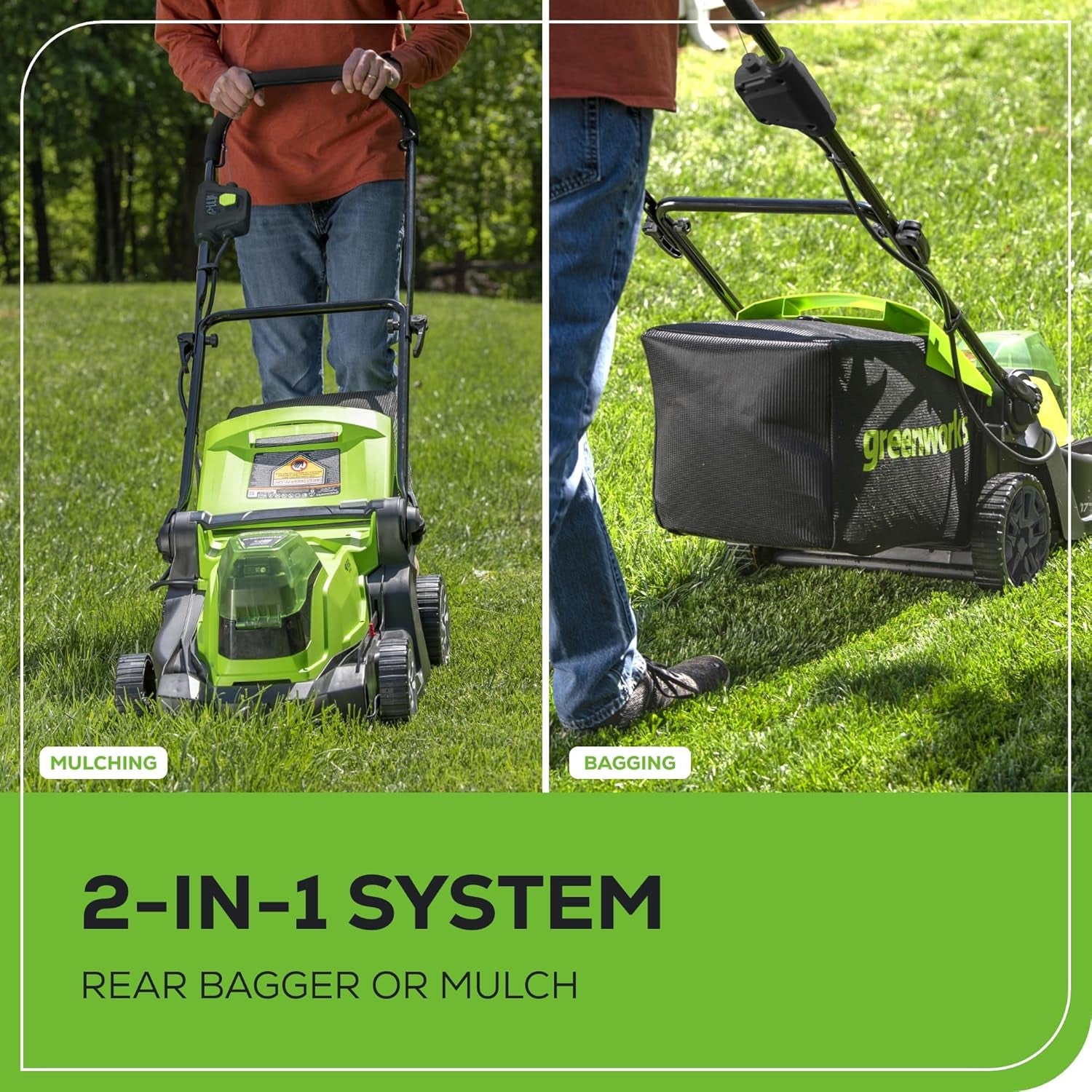 48V (2 X 24V) 17" Cordless (Push) Lawn Mower (125+ Compatible Tools), (2) 4.0Ah Batteries and Dual Port Rapid Charger Included