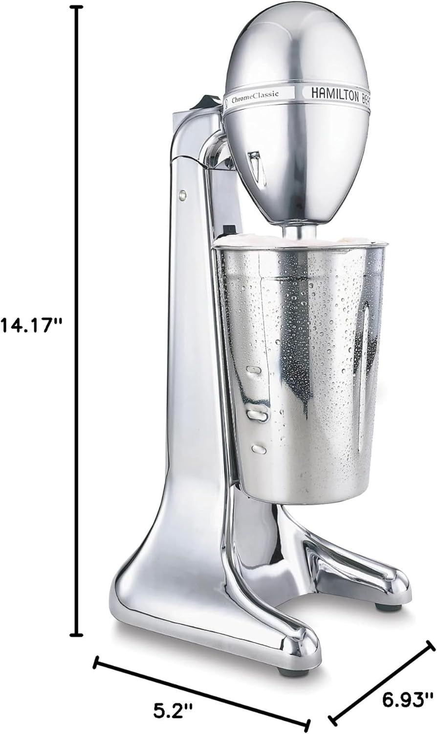 Drinkmaster Electric Drink Mixer, Retro Milkshake Maker & Milk Frother, 2 Speeds, Extra-Large 28 Oz. Stainless Steel Cup, Classic Chrome