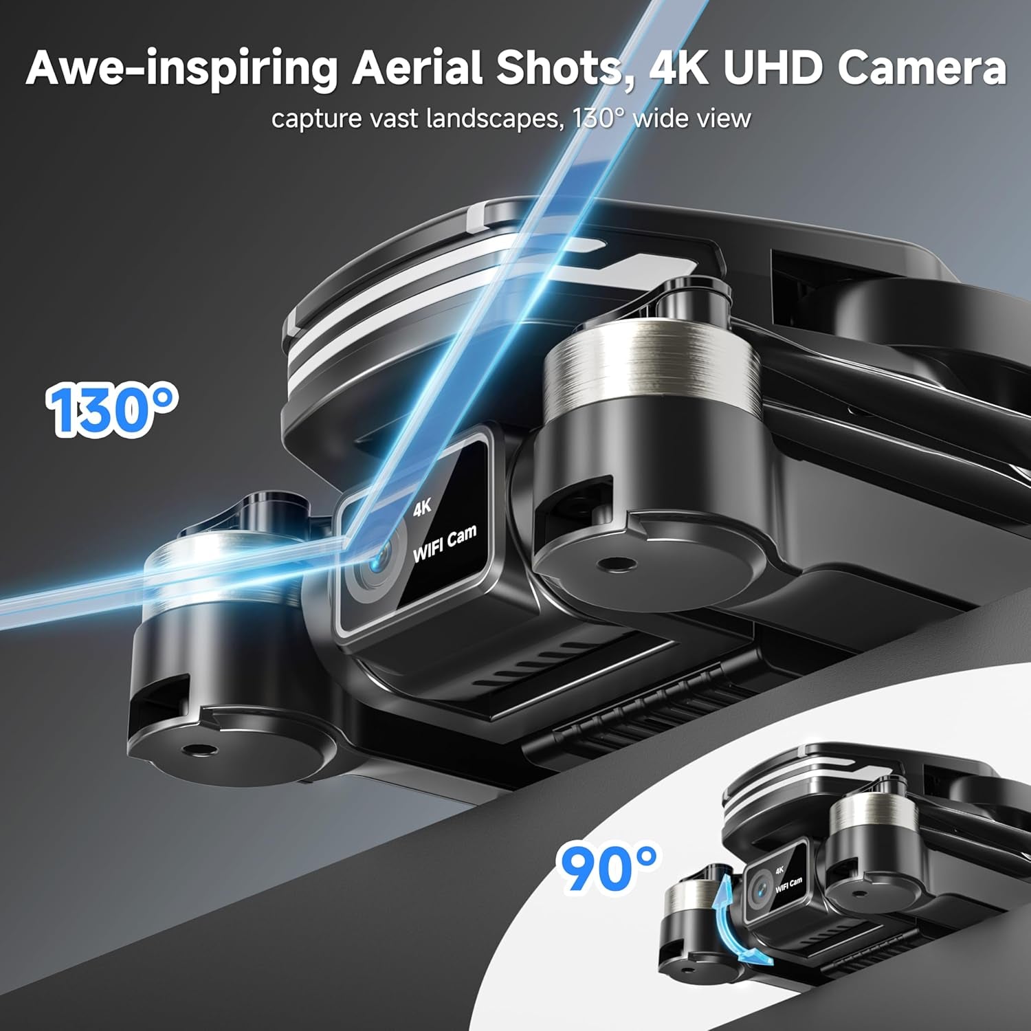 Drones with Camera for Adults 4K Brushless Motor Drone for Kids Beginners, FPV Foldable RC Quadcopter with Propeller Guards, 2 Batteries, 1500Mah, 130° Lens, Wifi, Voice Control, Gesture Photography, Gift Toys for Men Boys