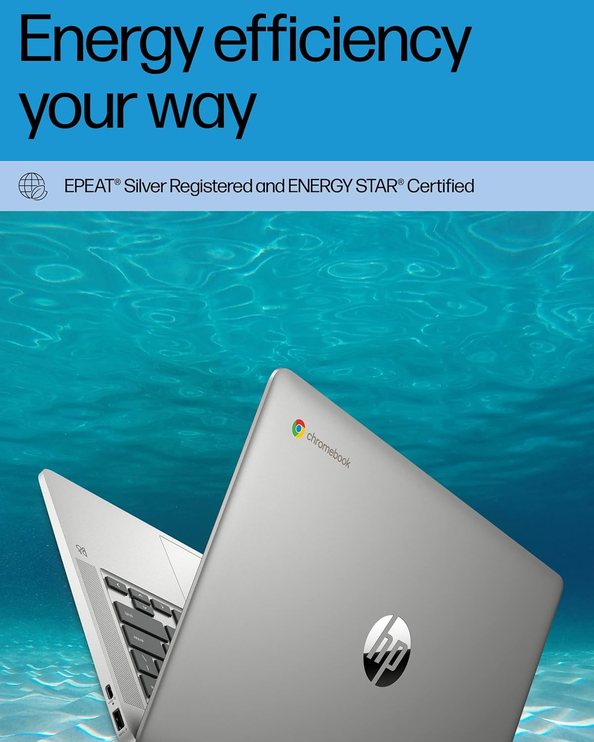 Chromebook 14 Laptop, Intel Celeron N4120, 4 GB RAM, 64 GB Emmc, 14" HD Display, Chrome OS, Thin Design, 4K Graphics, Long Battery Life, Ash Gray Keyboard (14A-Na0226Nr, 2022, Mineral Silver)