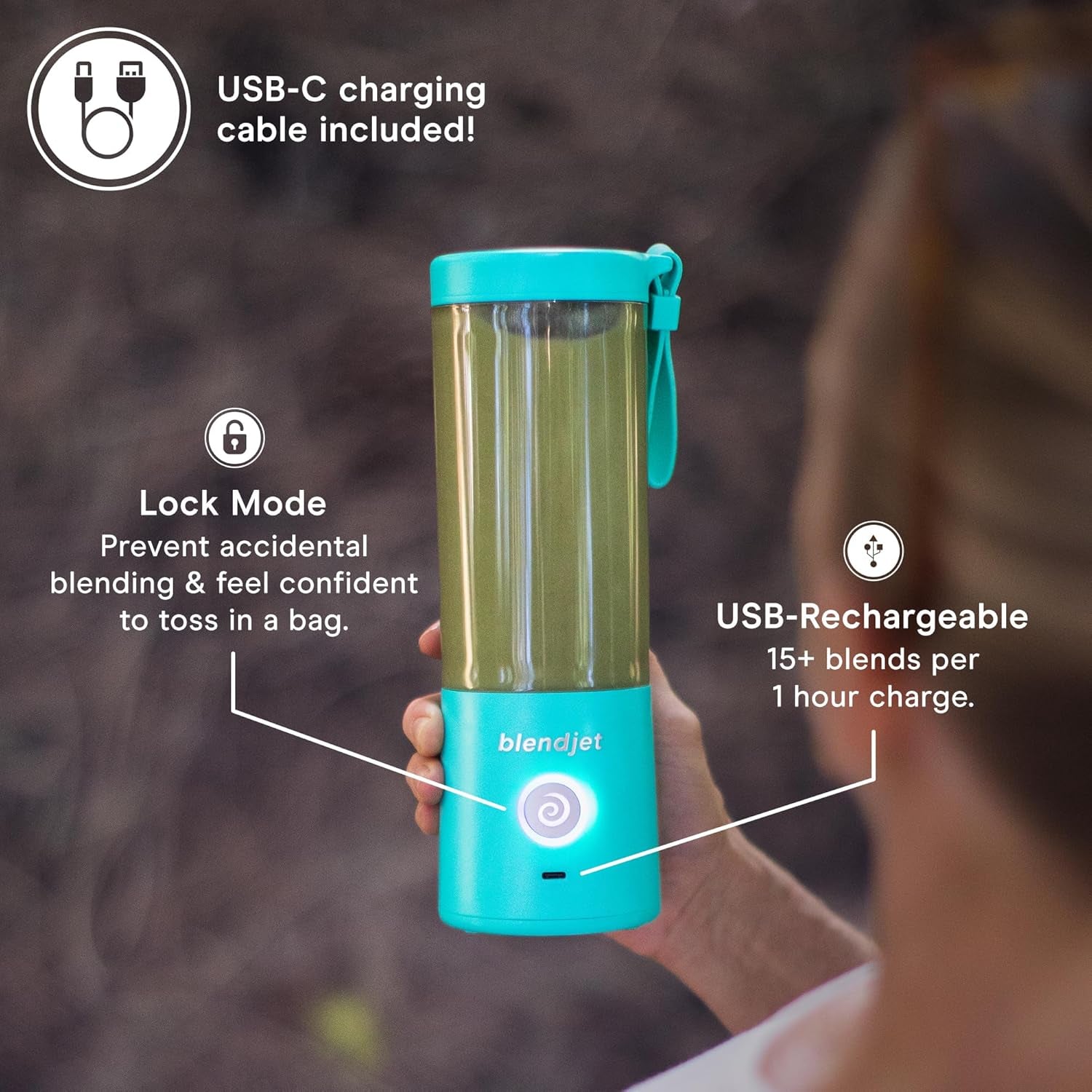 Portable Blender for Smoothies & Shakes - 16Oz 2 - USB-C Rechargeable & Self Cleaning - Mini Travel Blender with Stainless Steel Blade (Urban Camo)