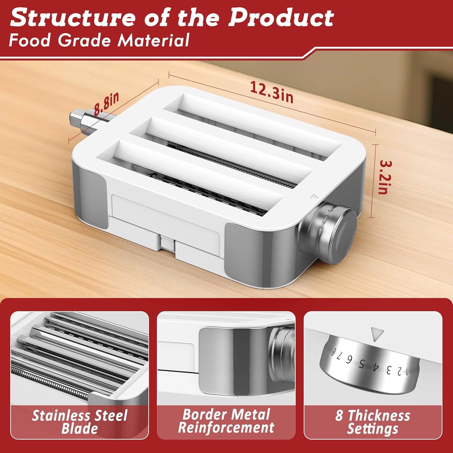 Meat Grinder & Pasta Maker Attachment for ALL Kitchenaid Stand Mixers,Kitchen Aid Mixer Accessories Includes Metal Meat Grinder with Sausage Stuffer Tubesand and Pasta Maker Attachment 3 in 1 Set