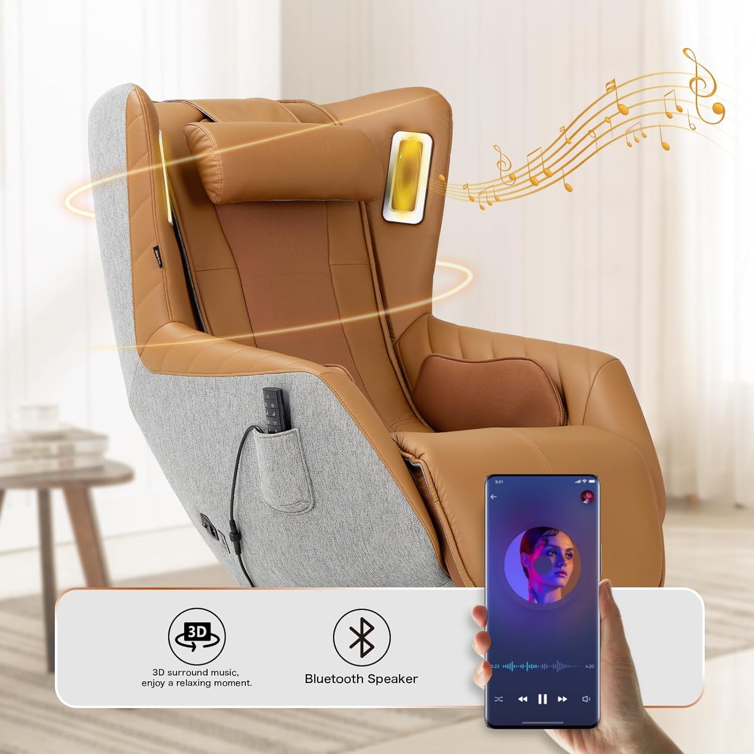 Zero-Gravity Massage Chair | Massage and Leisure Dual-Use Chair,360° Swivel,Heat, Low-Noise 3D Bluetooth Speaker | Living Room(Brown