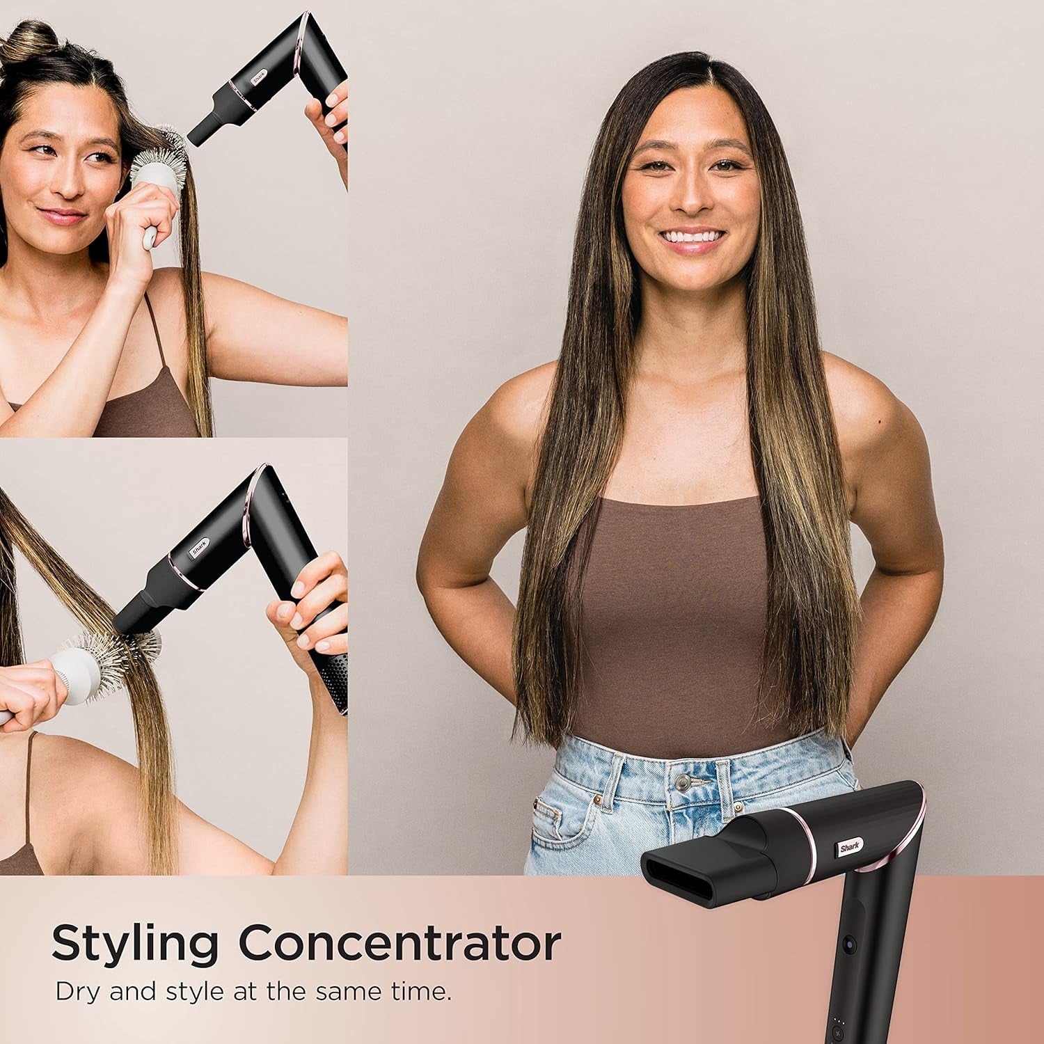 Hair Dryer | Flexstyle Hair Styling System | Portable & Powerful Blow Dryer Brush | Hair Curler & Volumizer | 6 Styling Tools Included | Best for All Hair Types | Black | HD440BK