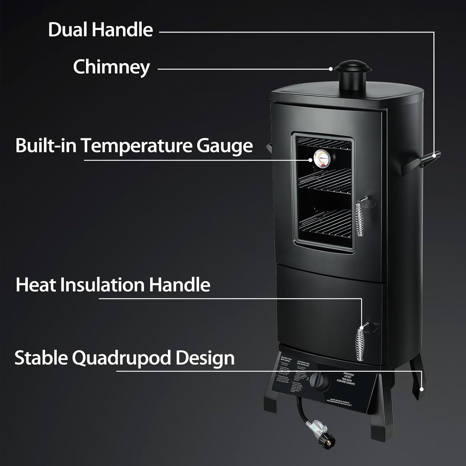 Propane Smoker, Vertical Smoker with Three Removable Shelves,Outdoor Grills & Smokers with Thermometer for BBQ, Backyard,Black…