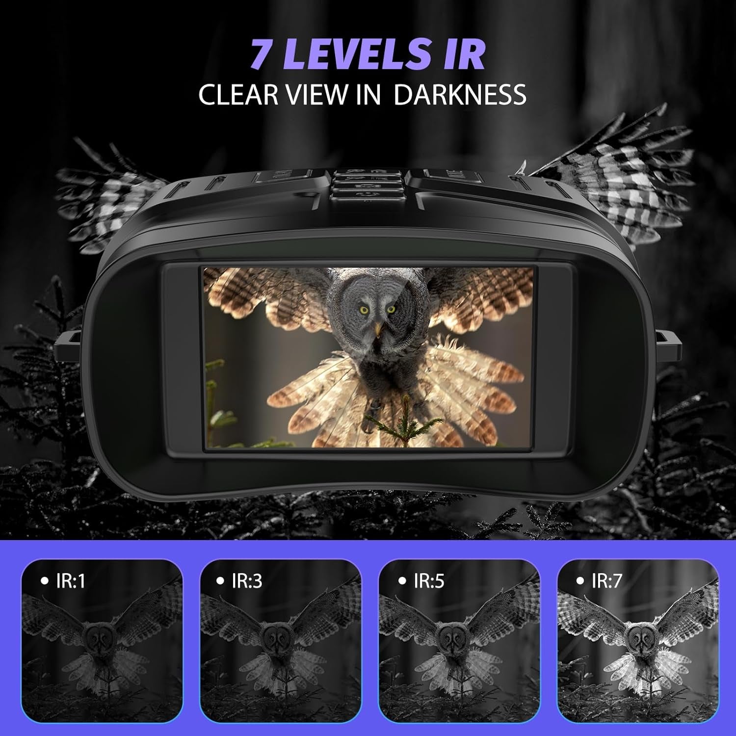 Night Vision Goggles - 4K Night Vision Binoculars with 5000Mah Rechargeable Battery, 32GB TF Card Can save Photo and Video, 3'' HD Screen for Camping & Security, Black