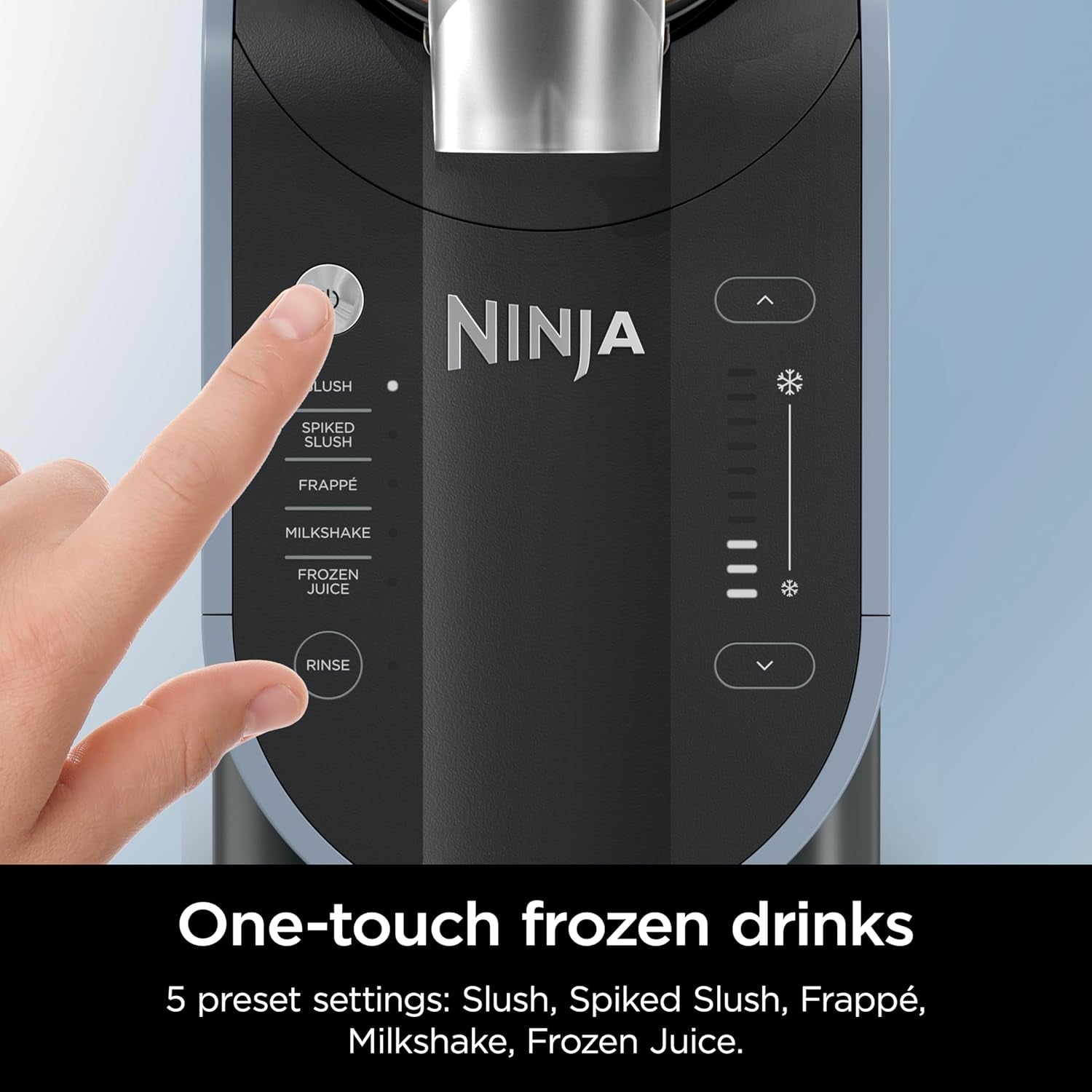 Slushi with Rapidchill Technology, 88 Oz. Frozen Drink & Slushie Machine, 5 Preset Programs, Margaritas, Frappés, and More, Premium Accents, Black, FS301