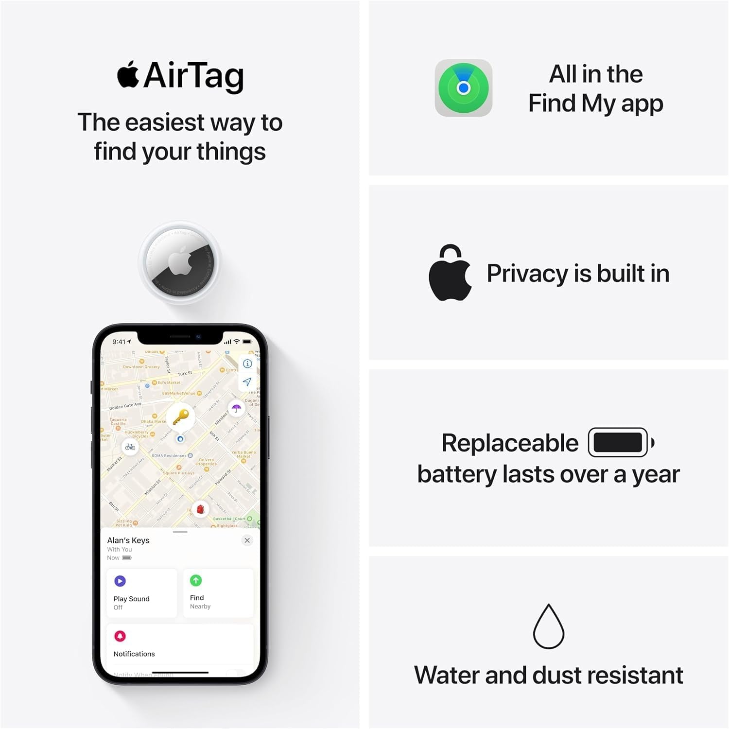 Airtag 4 Pack. Keep Track of and Find Your Keys, Wallet, Luggage, Backpack, and More. Simple One-Tap Set up with Iphone or Ipad
