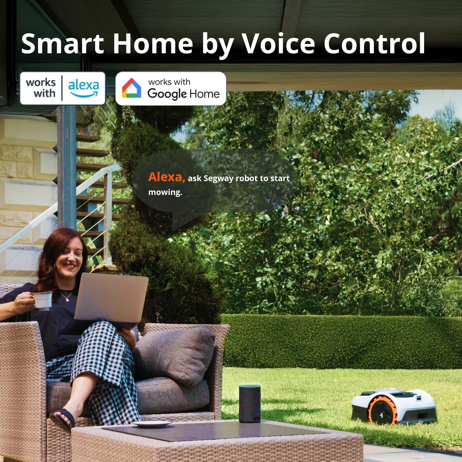 Segway I105N Robot Lawn Mower Perimeter Wire Free 1/8 Acre Rtk+Vision Robotic Lawnmower, Ai-Assisted Mapping, Virtual Boundary, APP Control, 58Db(A) Quiet, Multi-Zone Management