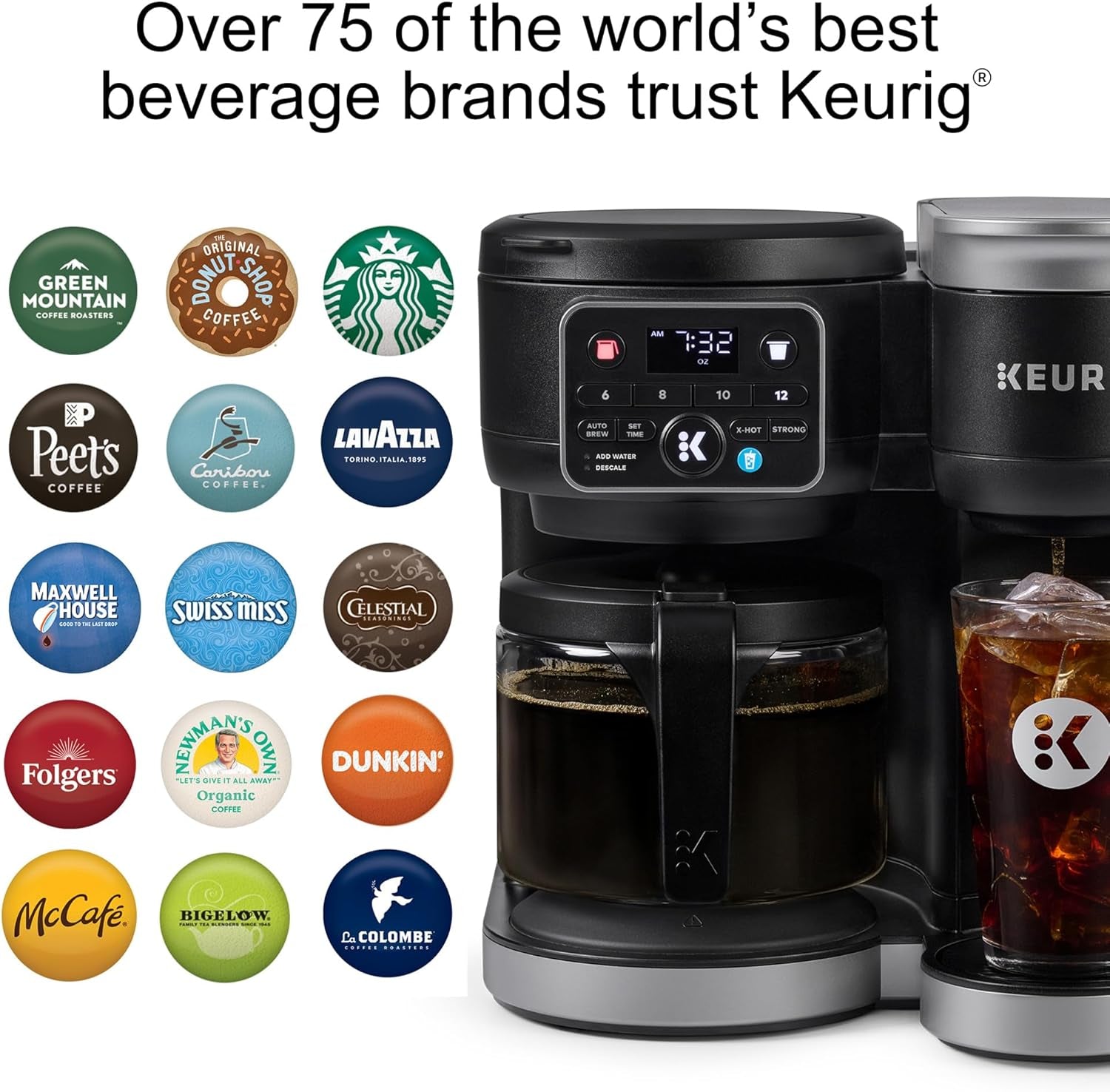 K-Duo Hot & Iced Single Serve & Carafe Coffee Maker, Multistream Technology, 72Oz Reservoir (Gen 2)