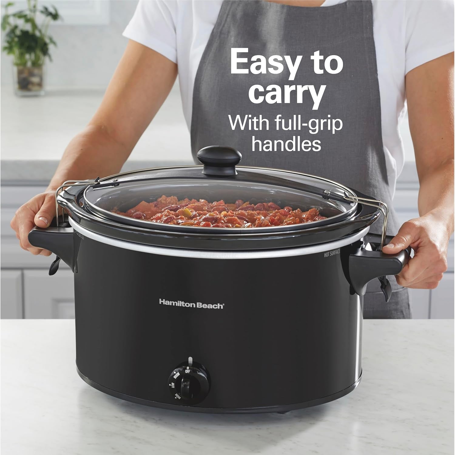 Slow Cooker, Extra Large 10 Quart, Stay or Go Portable with Lid Lock, Dishwasher Safe Crock, Black (33195)