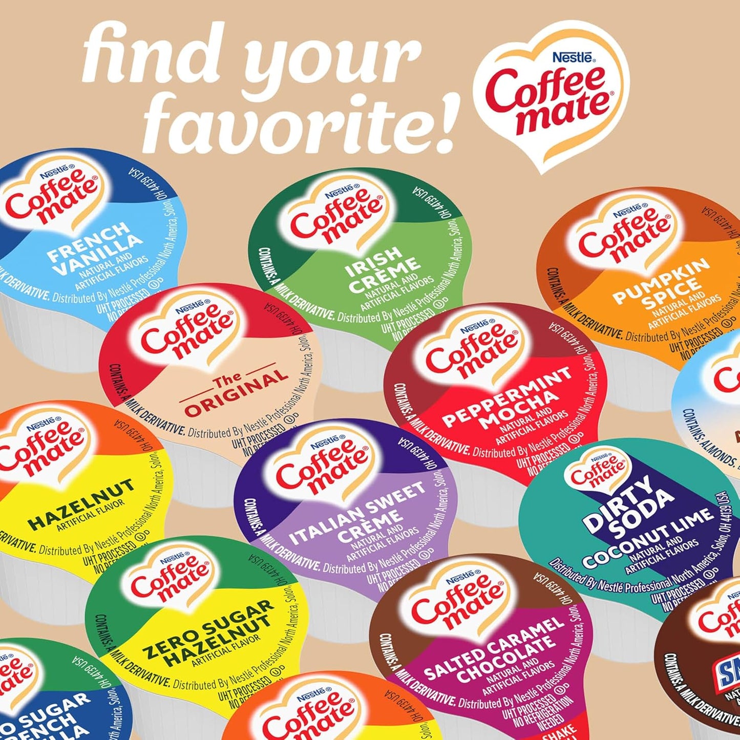 Coffee Creamer, Original, Liquid Creamer Singles, Non Dairy, No Refrigeration, 0.375 Fl Oz Tubs (Pack of 180)