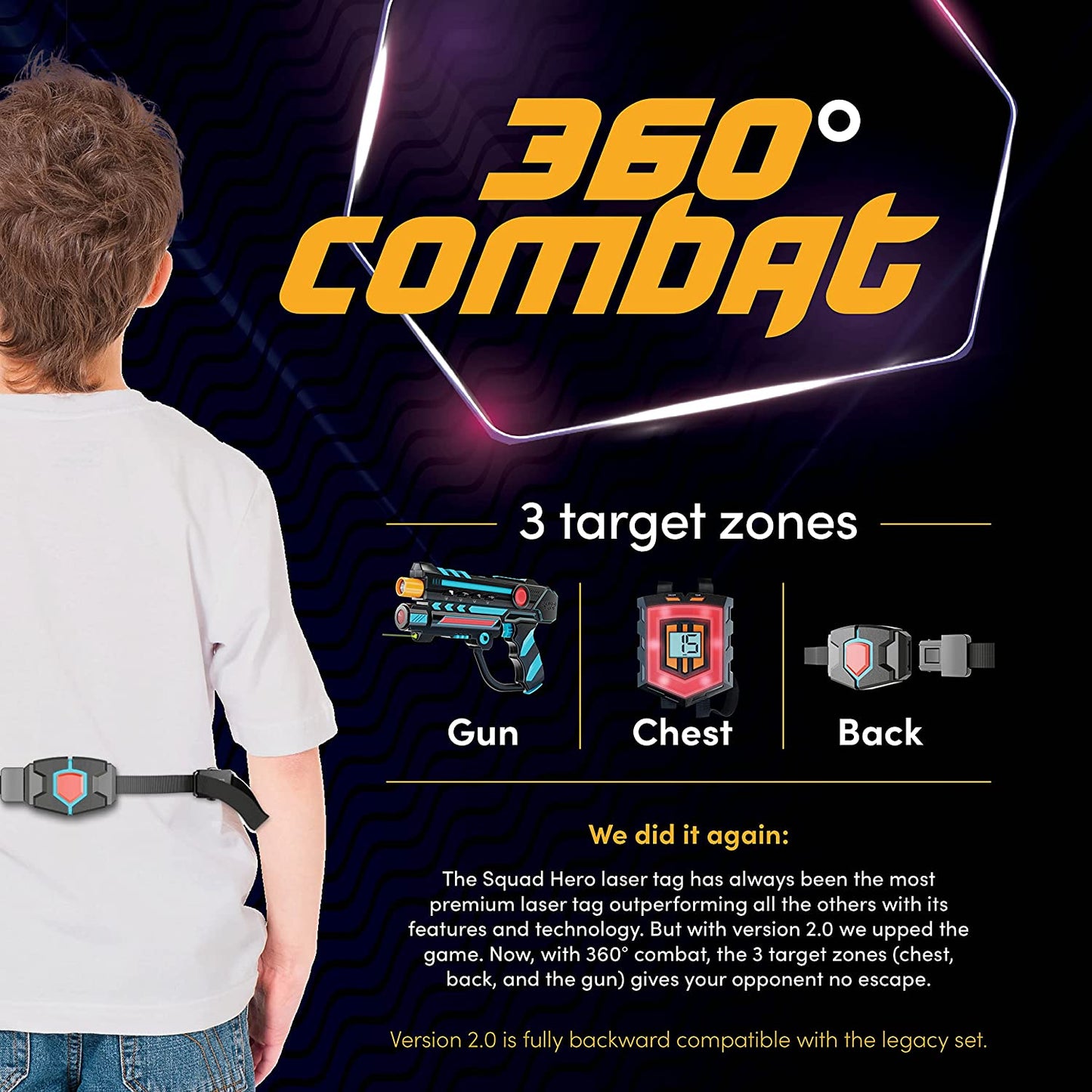 Rechargeable Laser Tag 360° Sensors + Lcds - Set of 4 - Easter Gift Ideas for Kids Teens and Adults Boys & Girls Family Fun - Cool Teenage Lazer Group Activity, Teen Gifts Ages 8+ Year Old