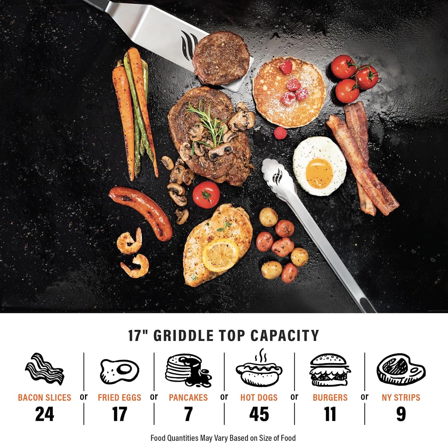 1814 Stainless Steel Propane Gas Portable, Flat Top Griddle Frill Station for Kitchen, Camping, Outdoor, Tailgating, Tabletop, Countertop – Heavy Duty & 12, 000 Btus, 17 Inch, Black
