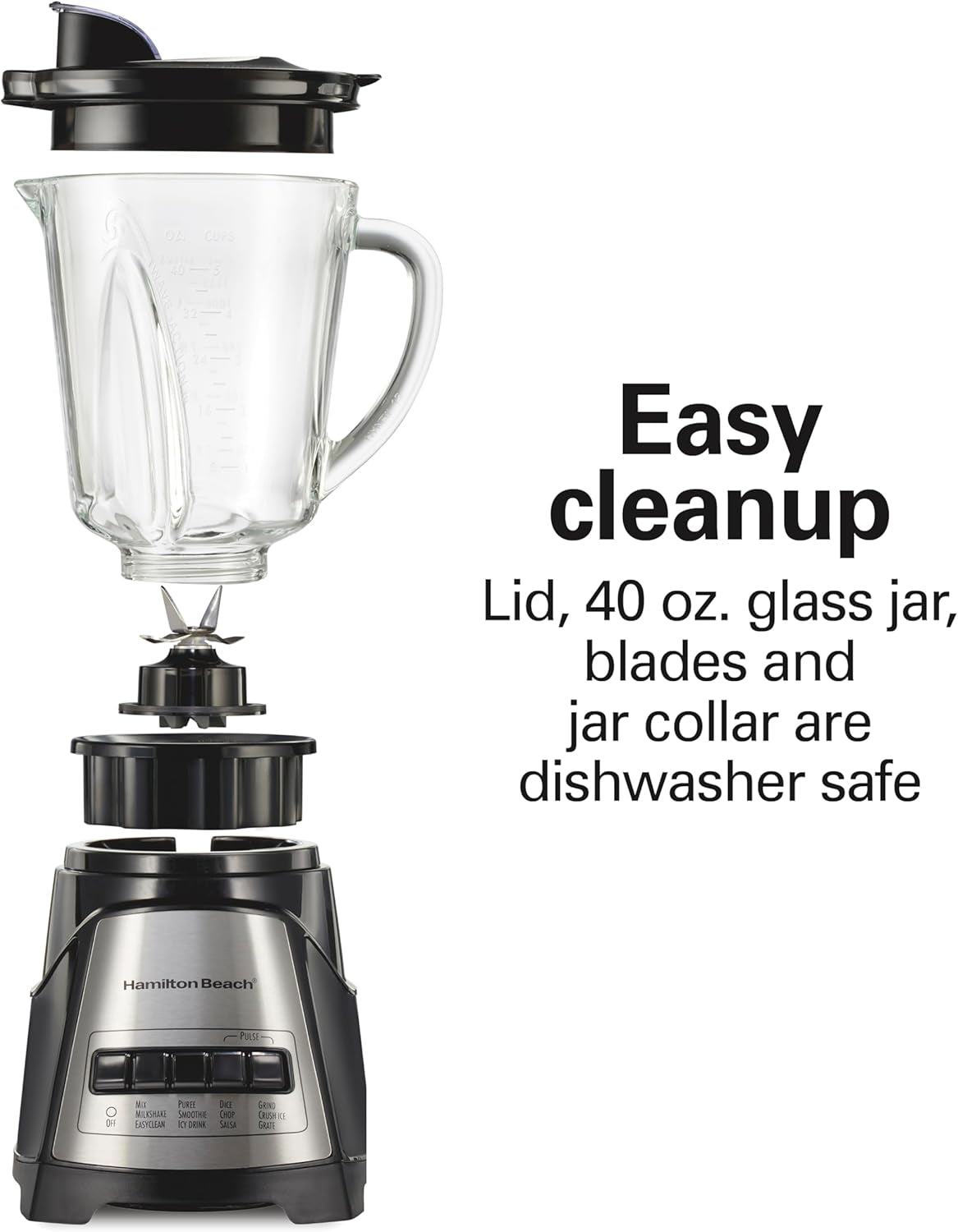 Power Elite Wave Action Blender for Smoothies, 40 Oz Glass Jar, 12 Functions Including Puree, Crush Ice, 700 Watts - Black (58148A)
